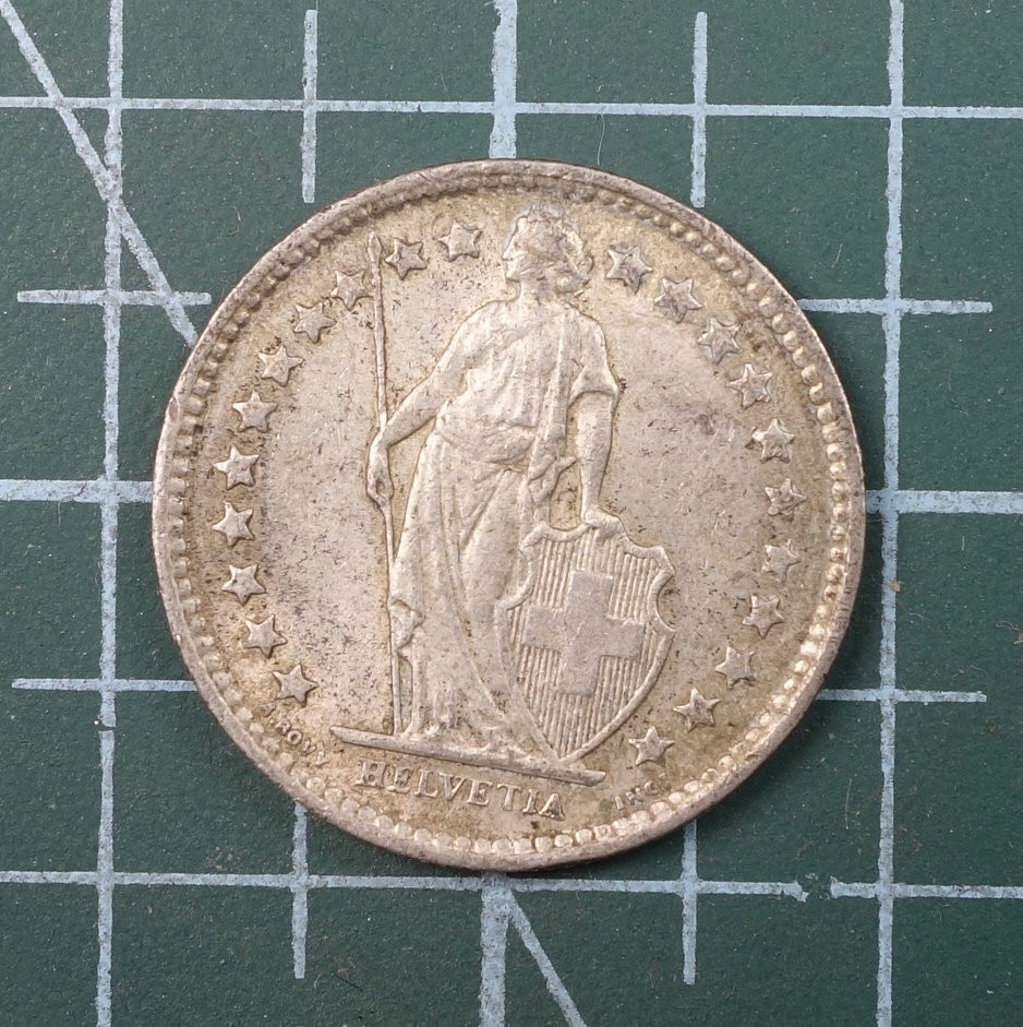 天业钱币散币、银币拍卖第22次专场 全场0元起拍0佣金，欢迎围观参拍 瑞士1962年1/2法郎银币（重量：2.5克；含银：0.835）