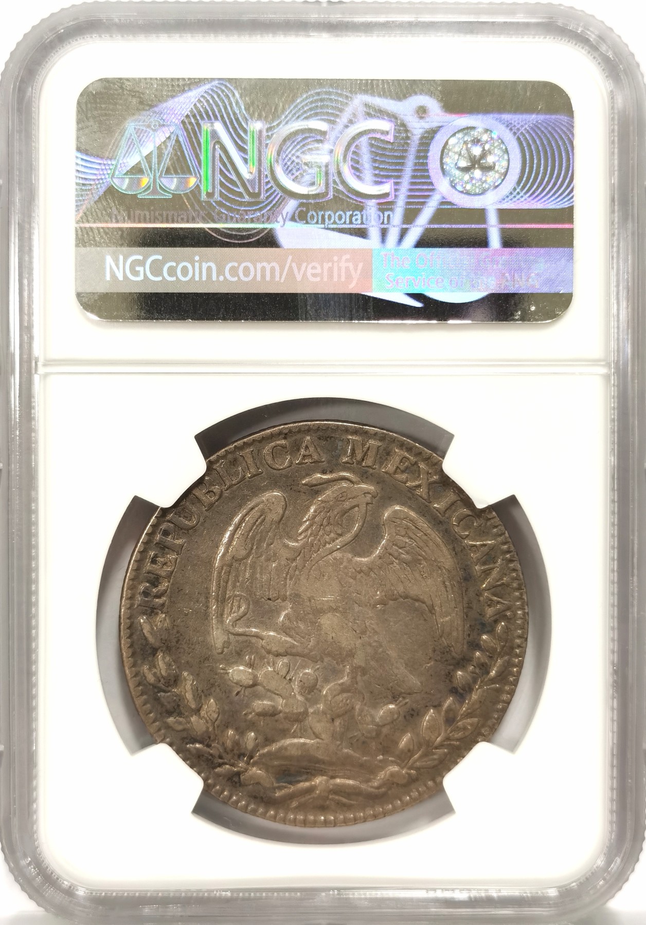 博洋堂世界钱币拍卖第056期（全场包邮） NGC XF40 墨西哥1840年GO PM/PJ花边鹰洋，早期年份，极其少见鉴定师骑字版，NGC评级有分一共仅4枚