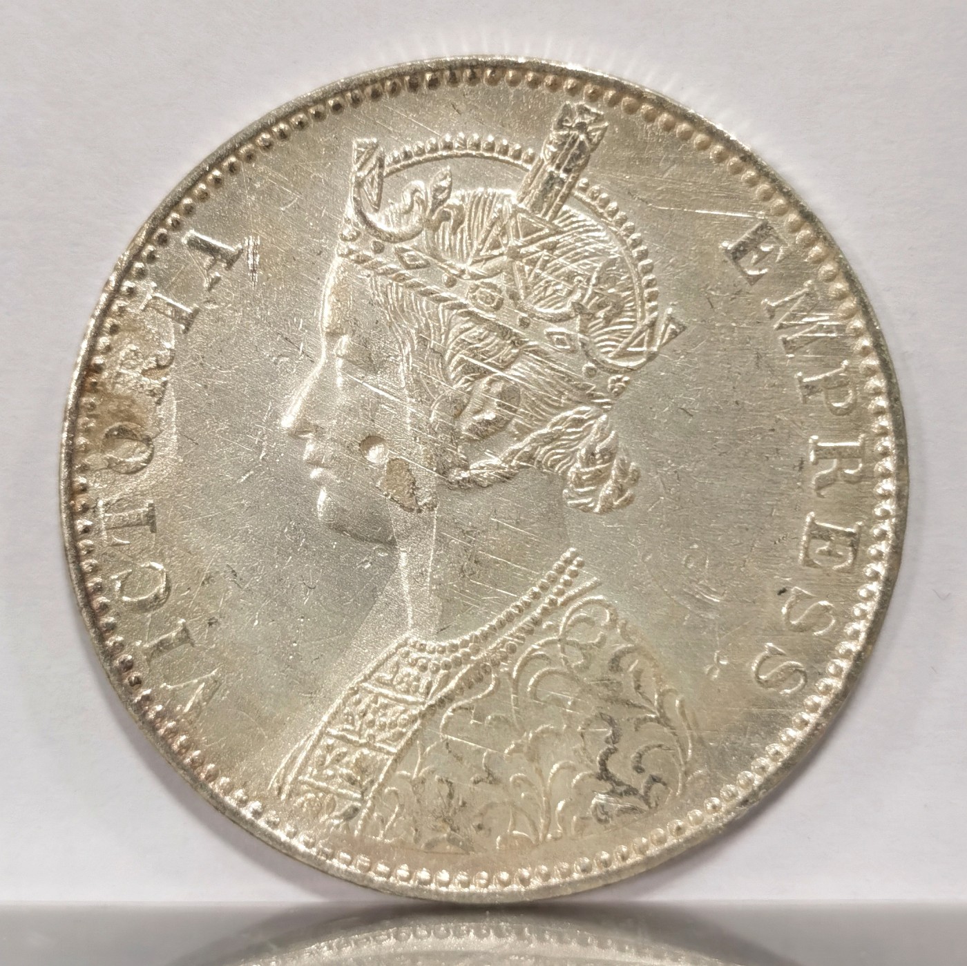 博洋堂世界钱币拍卖第056期（全场包邮） 英属印度1892年比克纳尔邦维多利亚1卢比银币