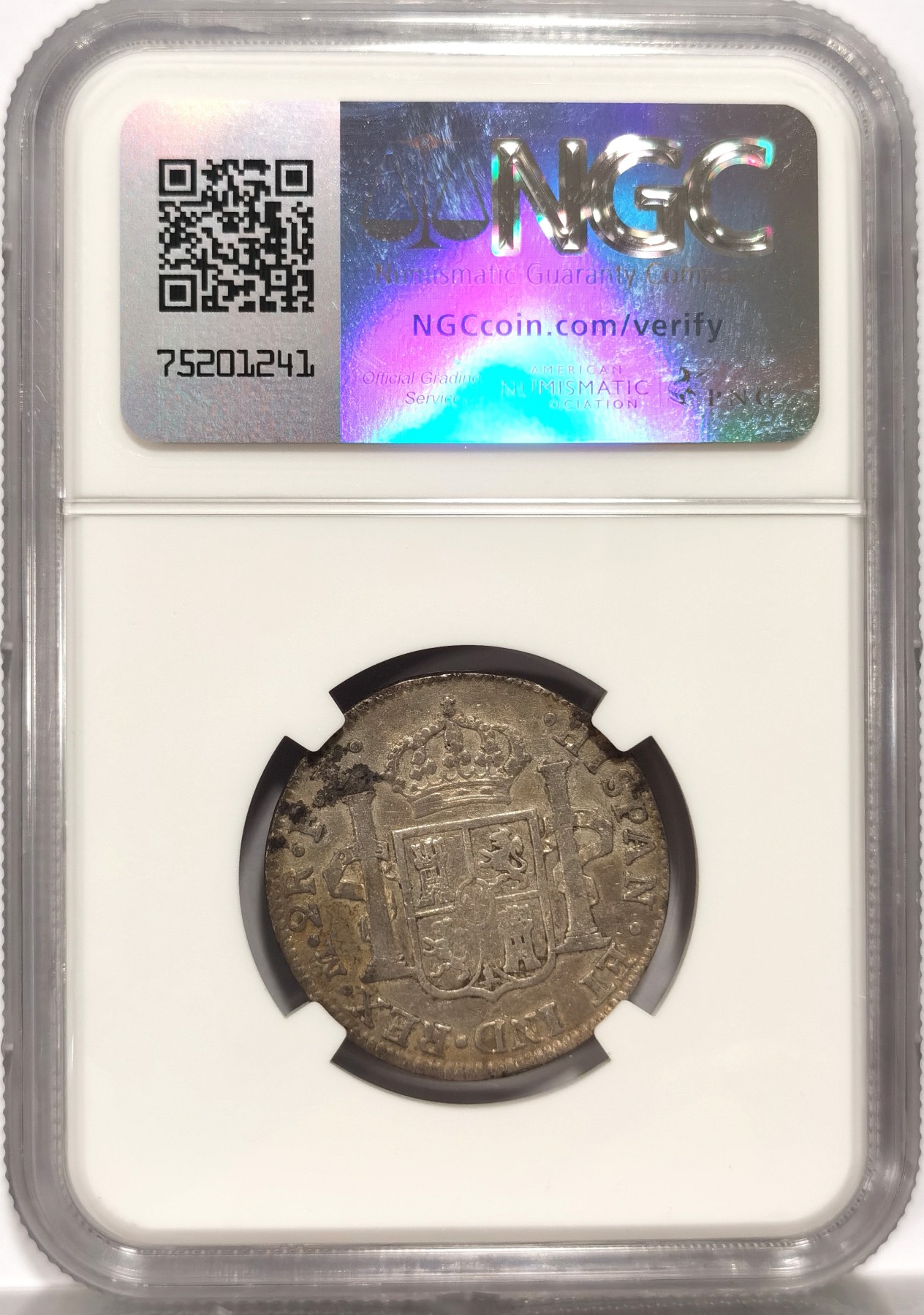 博洋堂世界钱币拍卖第056期（全场包邮） NGC VF 西属墨西哥1802年MO FT卡洛斯四世双柱银币2R，少见2里亚尔辅币