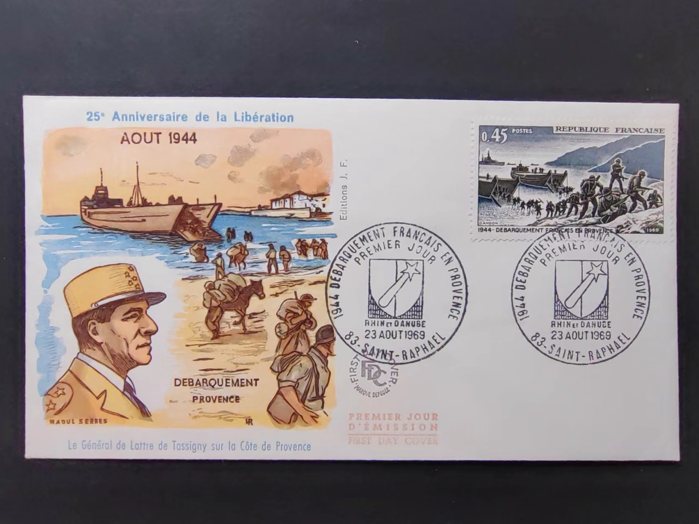 精选多國郵票品🔥💥（拍卖场）专场 第③⑧场 法国1969年 二战胜利25周年 拉特尔·德·塔西尼将军