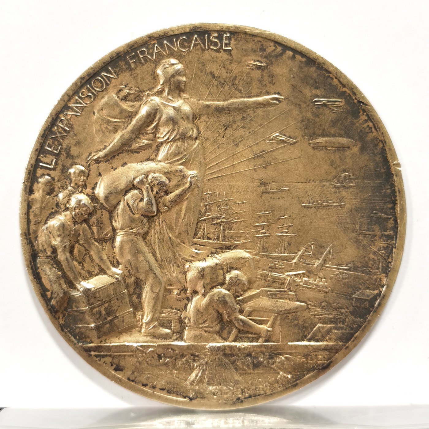 博洋堂世界钱币拍卖第056期（全场包邮） 1934年法国对外贸易博览会纪念银章 直径80mm 重量175.5克