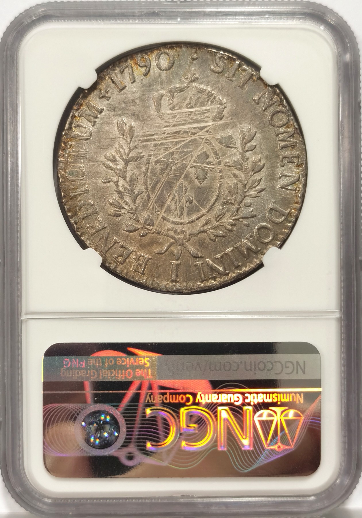 博洋堂世界钱币拍卖第056期（全场包邮） NGC AU55 法国1790年路易十六1埃居大银币，币面为减重痕，更高分仅有5枚。路易十六在法国大革命期间被砍头