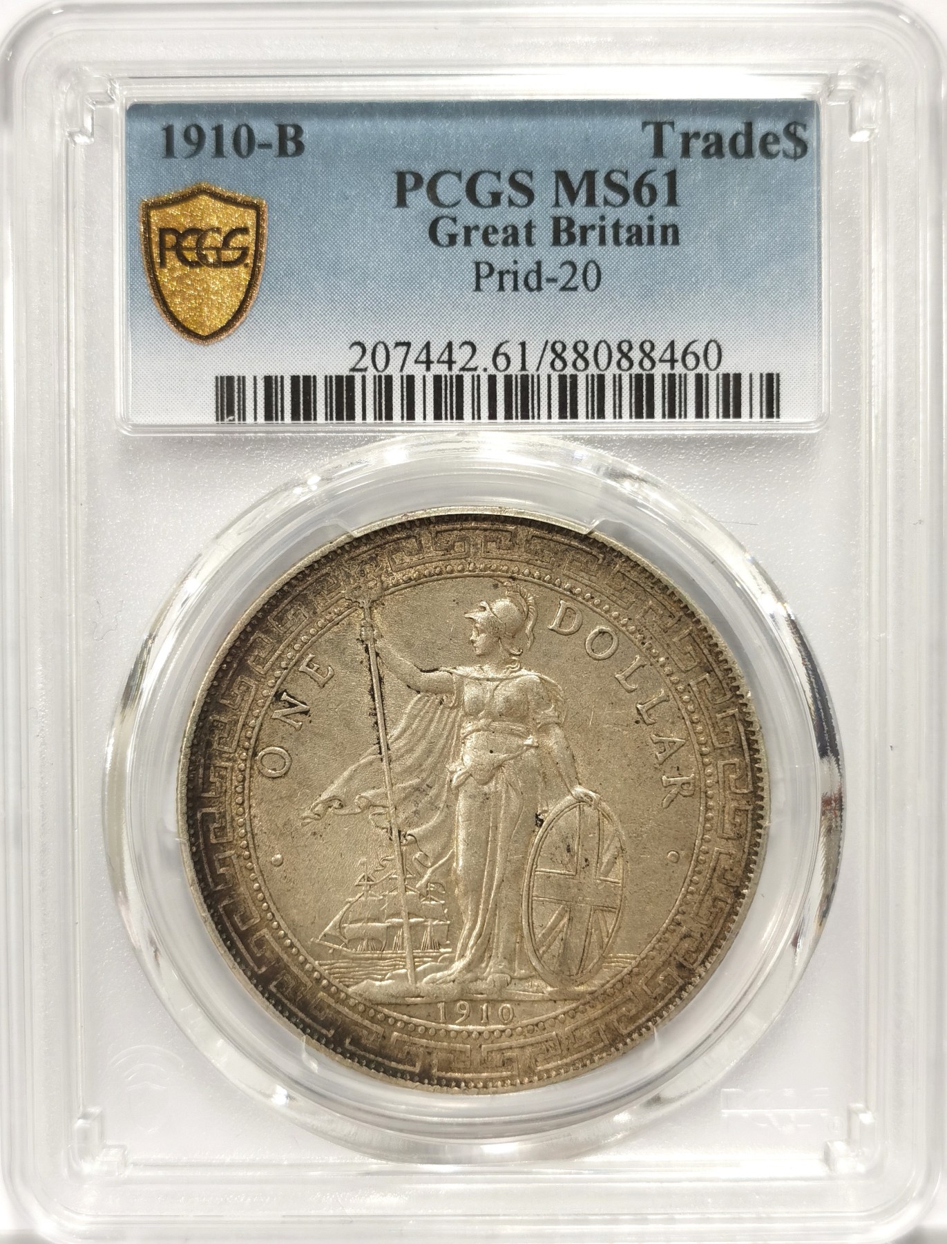 博洋堂世界钱币拍卖第056期（全场包邮） PCGS MS61 1910-B站洋 全新盒子 细节深打 双面原味 月牙包浆自然 底板丝滑原光 喜欢不要错过