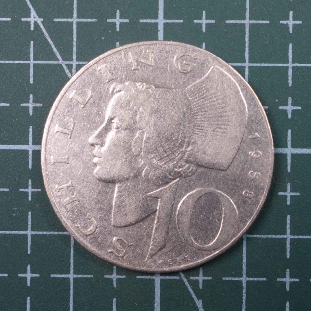 天业钱币散币、银币拍卖第22次专场 全场0元起拍0佣金，欢迎围观参拍 奥地利1958年10先令银币（重量：7.5克；含银：0.64）