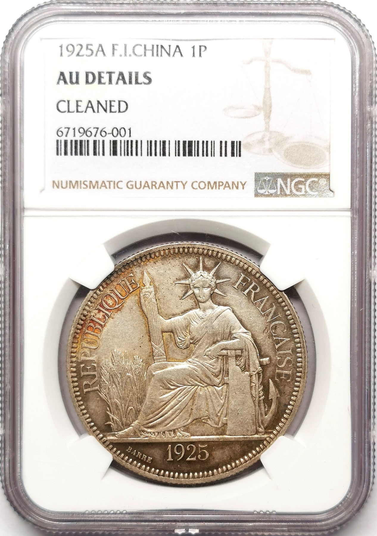 凡希社世界钱币微拍第二百五十七期（感恩专场） 1925A法属印度支那皮亚斯特大银NGC-AUD