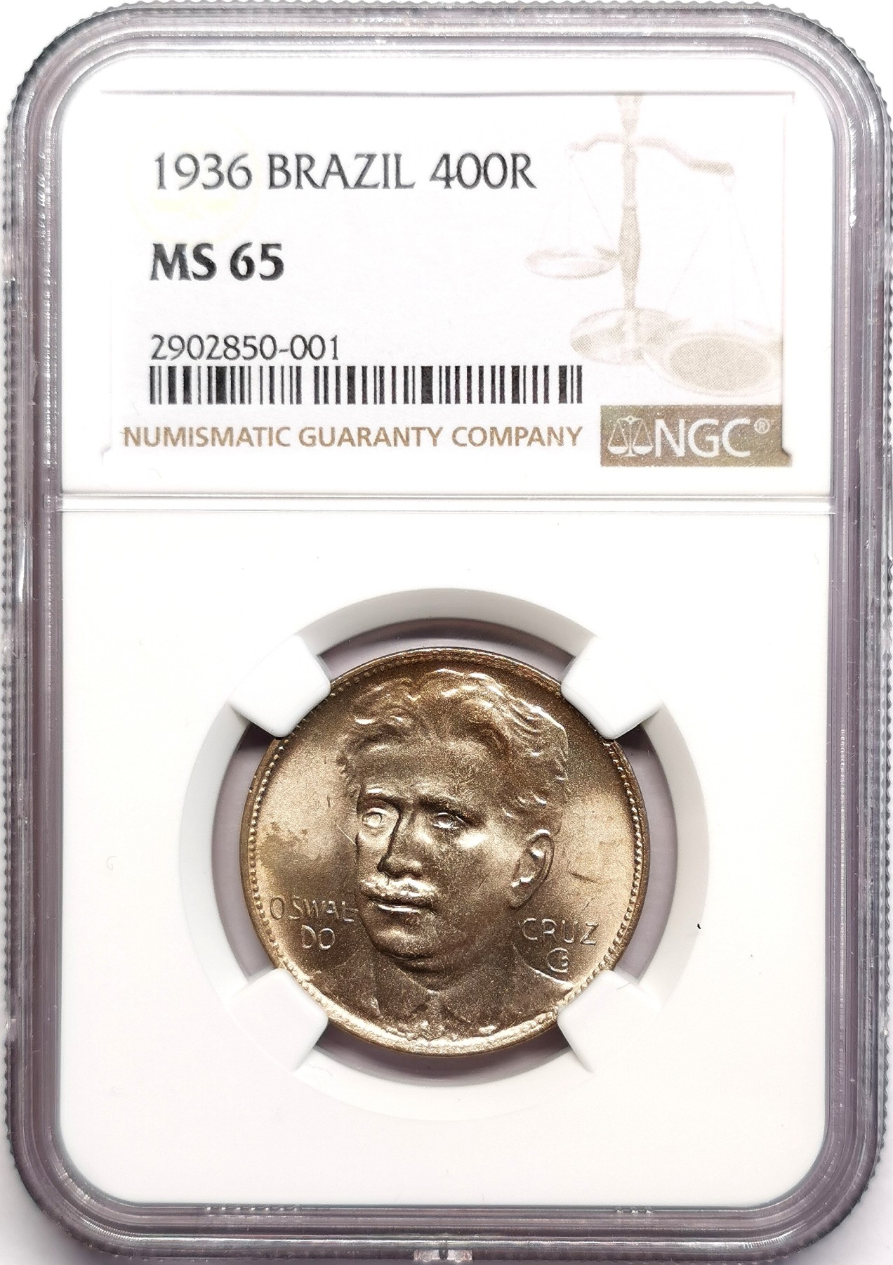 凡希社世界钱币微拍第二百五十七期（感恩专场） 1936巴西400R NGC-MS65