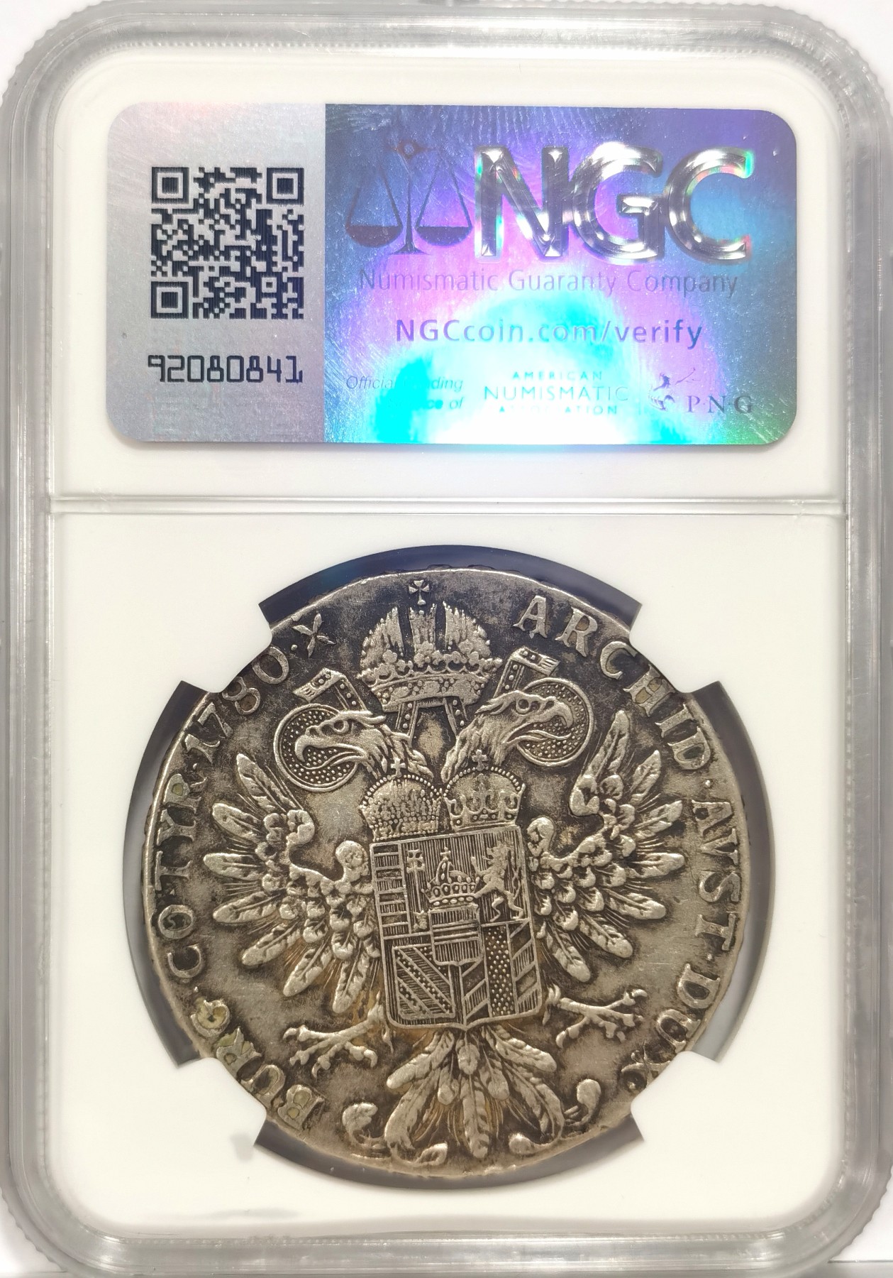 博洋堂世界钱币拍卖第056期（全场包邮） NGC XF 奥地利1780年特蕾莎大奶妈1泰勒银币，早期后铸，原汁原味