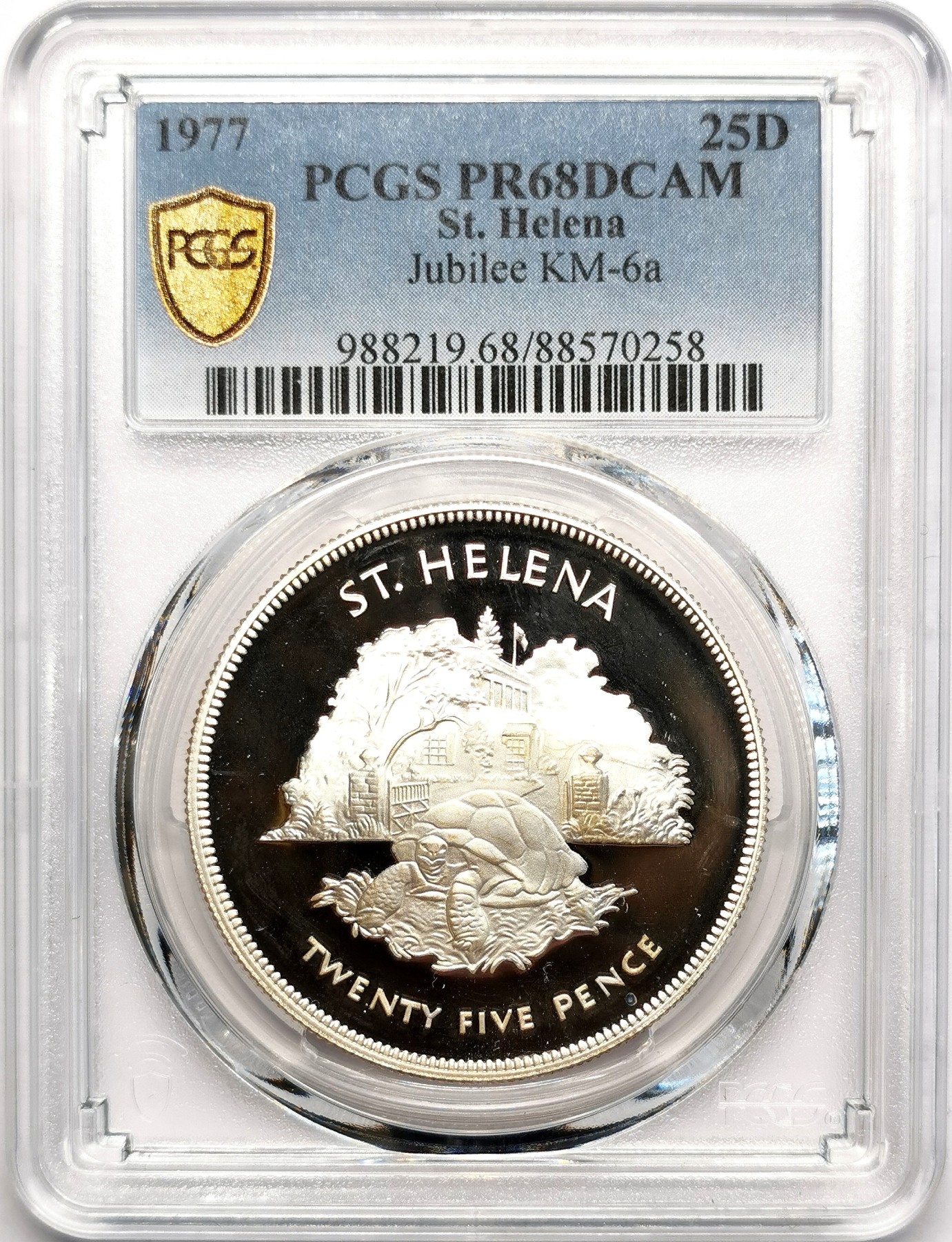 凡希社世界钱币微拍第二百五十七期（感恩专场） 1977圣赫勒拿女王加冕纪念大银精铸PCGS-PR68DCAM附原盒