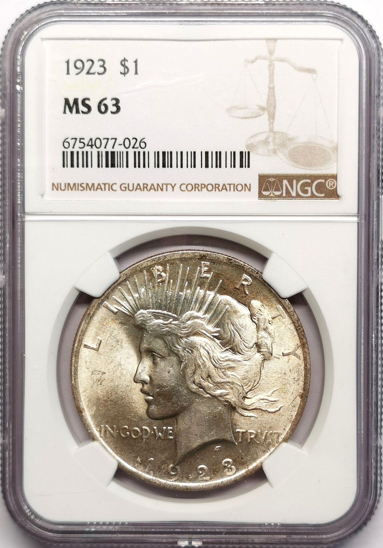 凡希社世界钱币微拍第二百五十七期（感恩专场） 1923美国和平壹元NGC-MS63