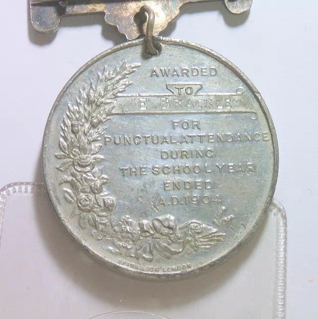 英国1904年 爱德华七世高浮雕精制大合金章 带铭牌 40MM