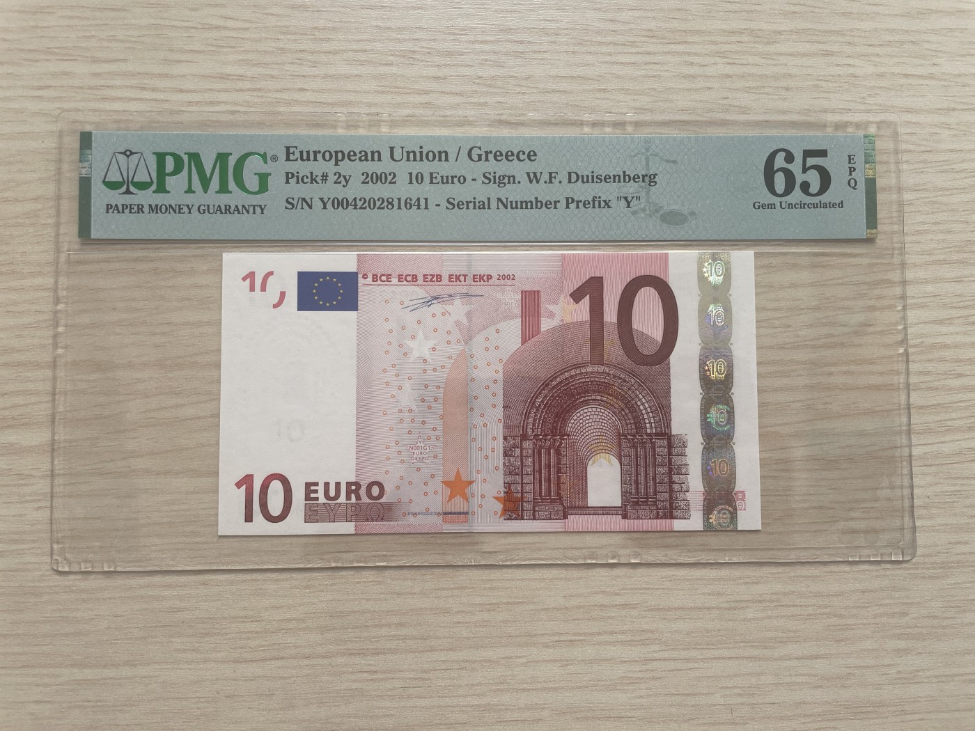 🌗乐淘淘世界纸币拍卖 第34期🌓 【Y00420281641】欧盟2002年纸币 10欧元 一签 希腊版 PMG65EPQ