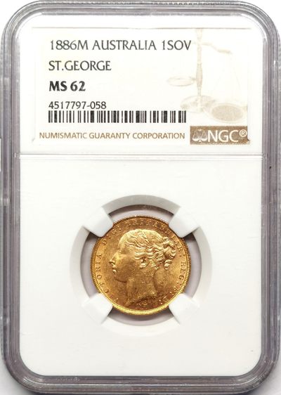 凡希社世界钱币微拍第二百五十七期（感恩专场） - 荐！1886M澳大利亚小维索维林金币NGC-MS62背屠龙！