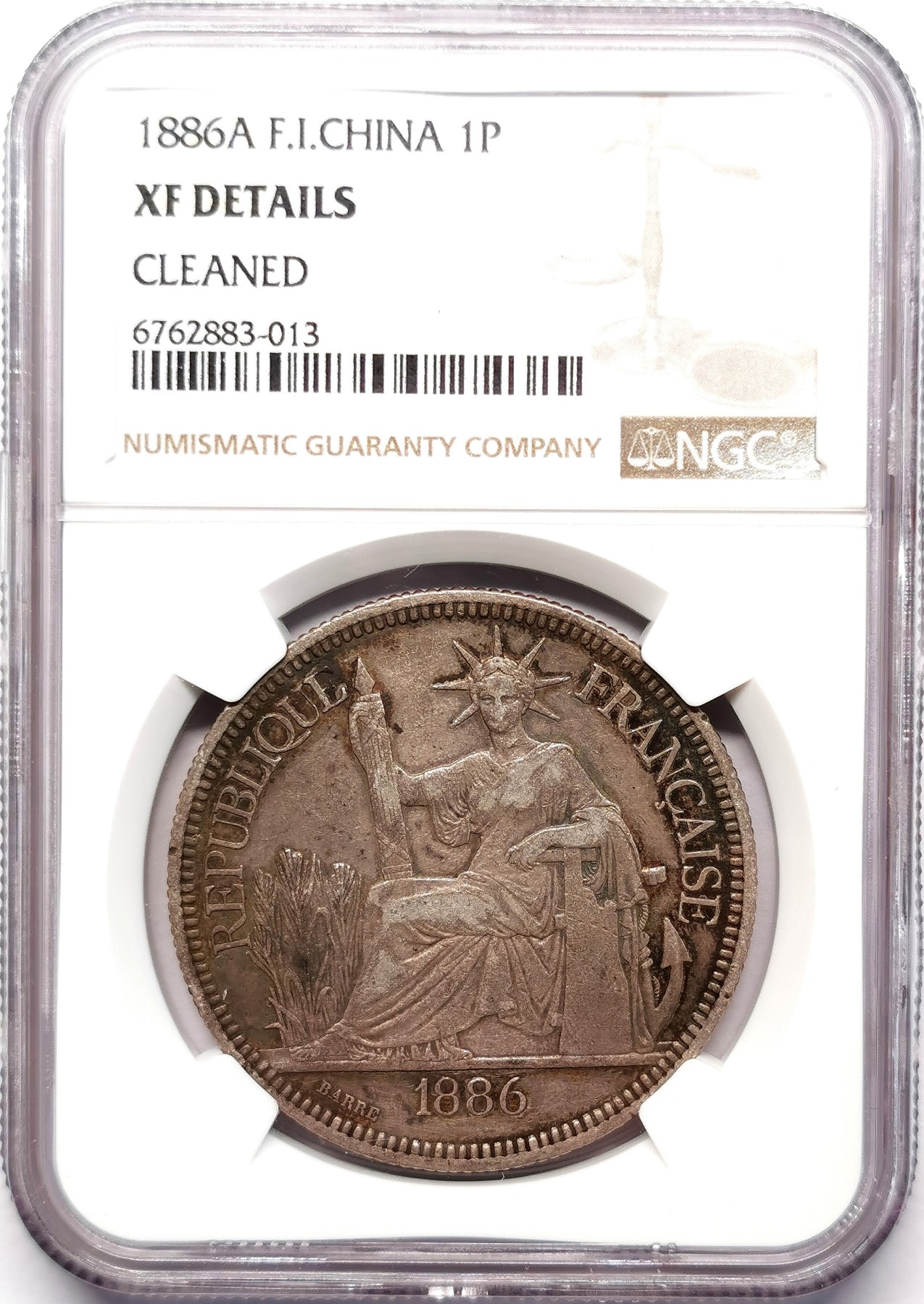 凡希社世界钱币微拍第二百五十七期（感恩专场） 1886法属印度支那加重版皮亚斯特大银NGC-XFD