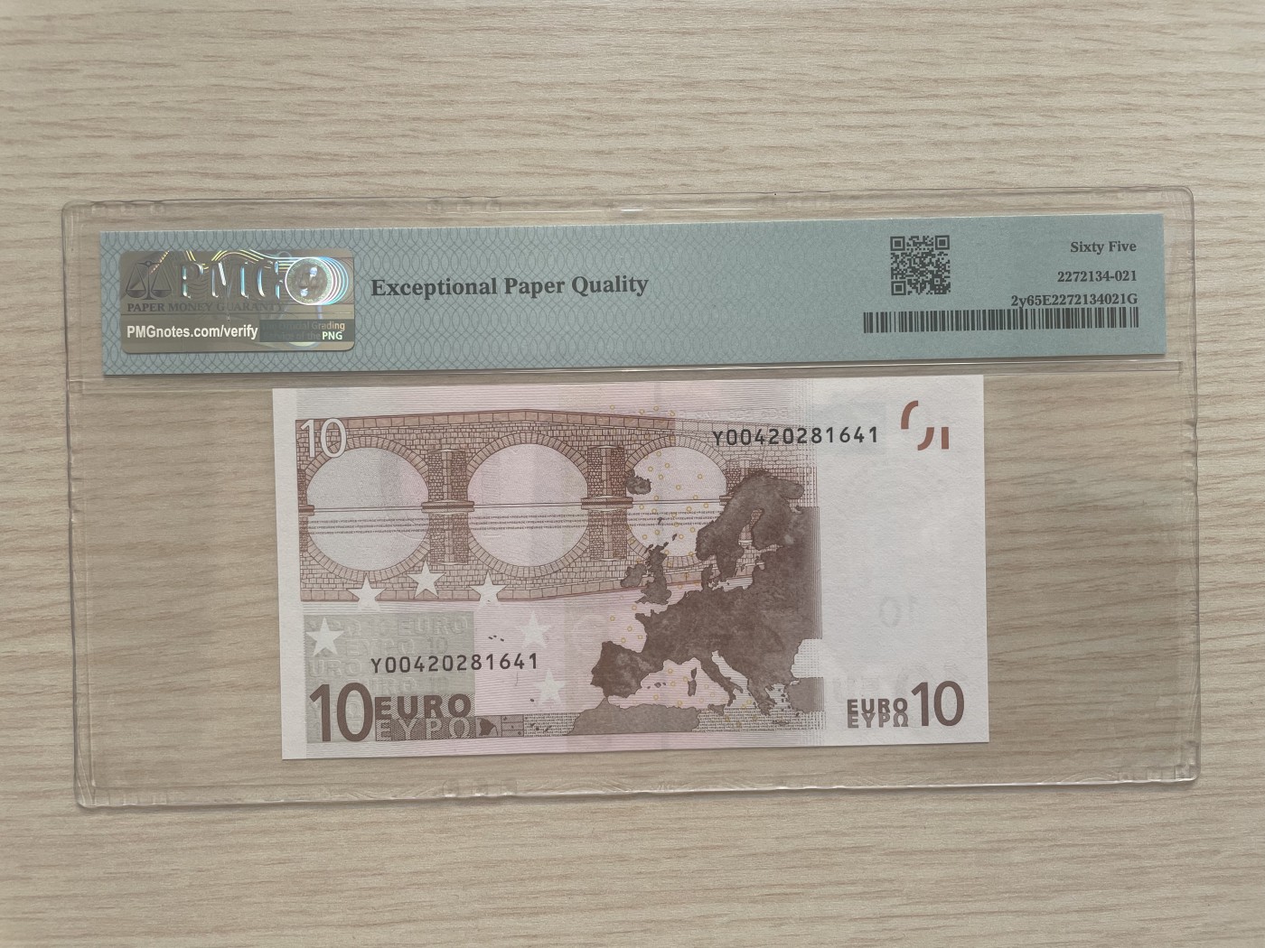 🌗乐淘淘世界纸币拍卖 第34期🌓 【Y00420281641】欧盟2002年纸币 10欧元 一签 希腊版 PMG65EPQ