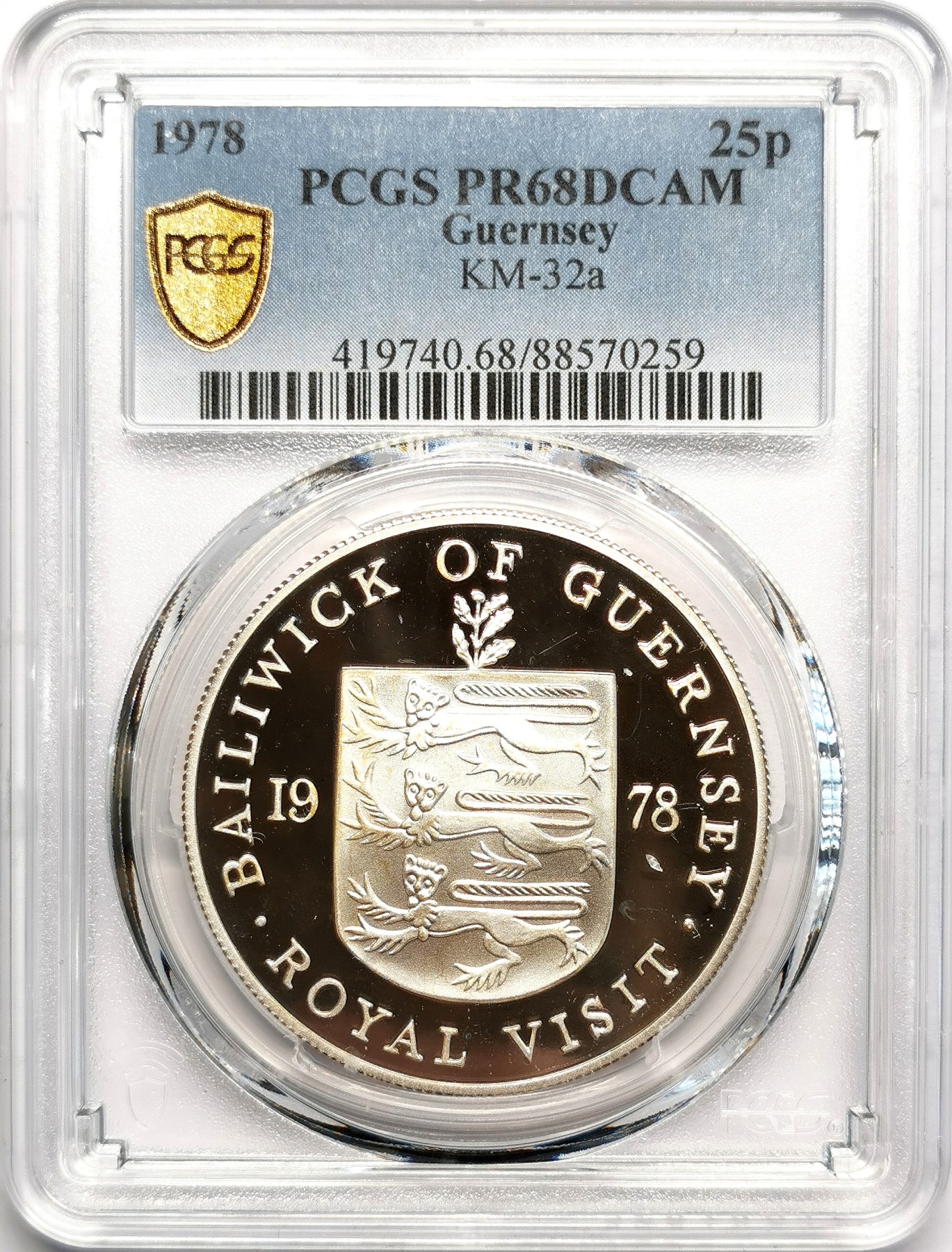 凡希社世界钱币微拍第二百五十七期（感恩专场） 1978根西伊丽莎白加冕25周年纪念大银精铸PCGS-PF68DCAM附原盒