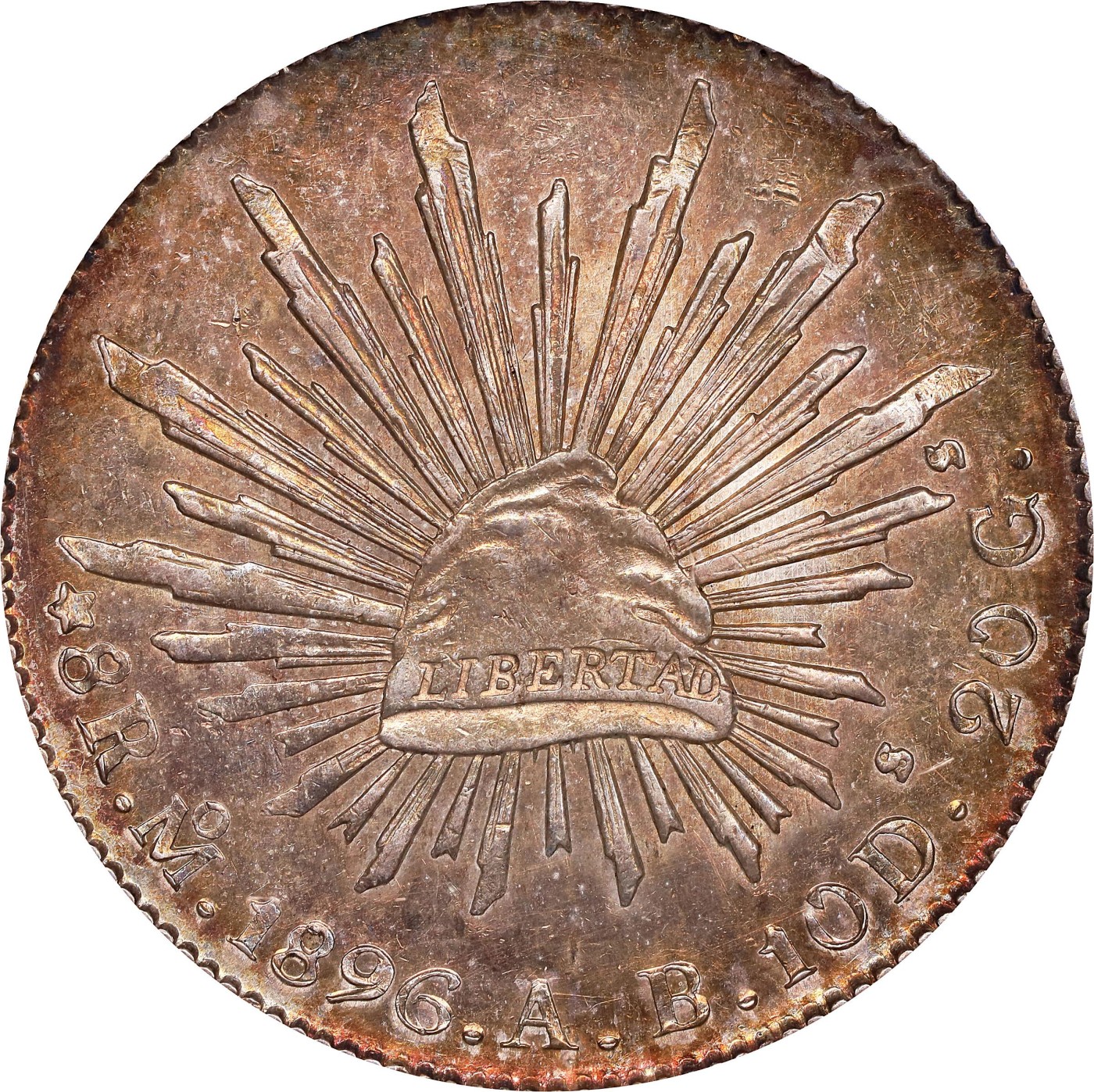 博洋堂世界钱币拍卖第056期（全场包邮） NGC MS63 墨西哥1896年MO AB版花边鹰洋，原味深打