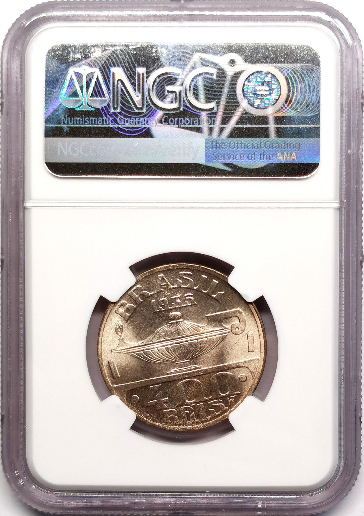凡希社世界钱币微拍第二百五十七期（感恩专场） 1936巴西400R NGC-MS65