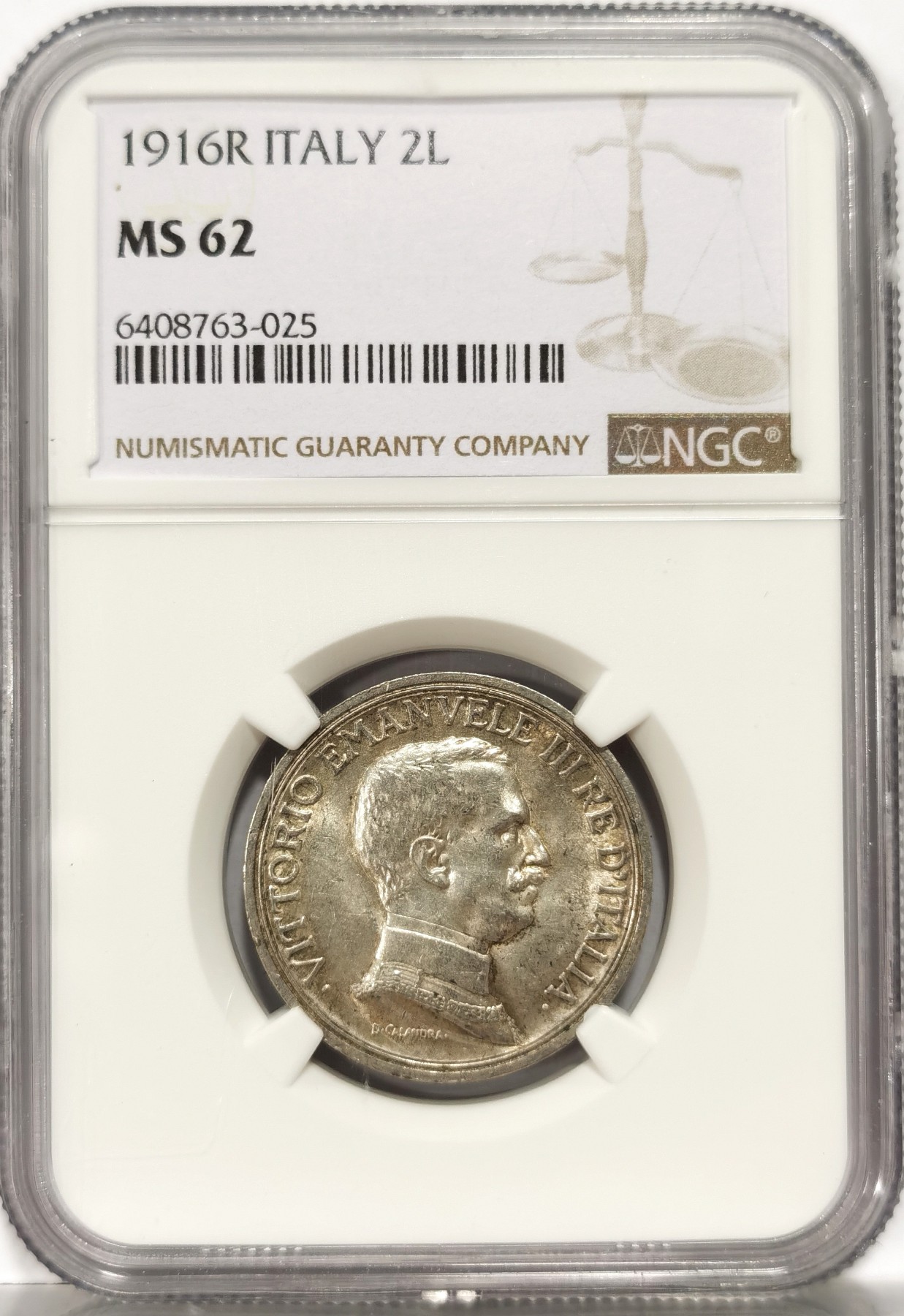 博洋堂世界钱币拍卖第056期（全场包邮） NGC MS62 意大利1916R 2里拉经典小马车，整体光泽状态好，性价比高，意系收藏必备品种