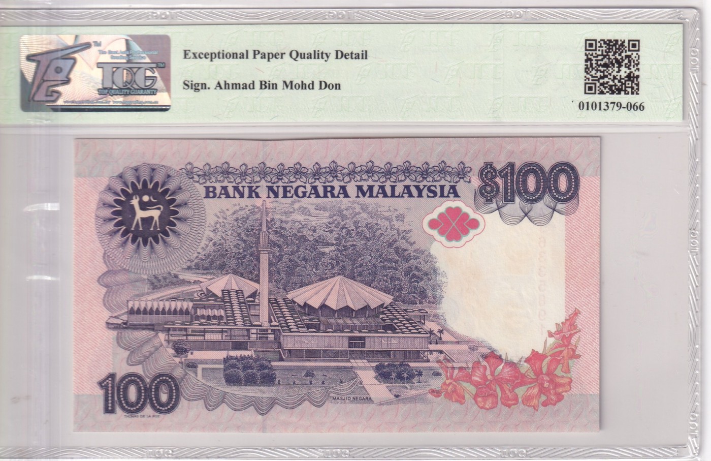 🌗乐淘淘世界纸币拍卖 第34期🌓 【AJ 6335891】马来西亚1995年纸币 100林吉特 无47 TQG66EPQ