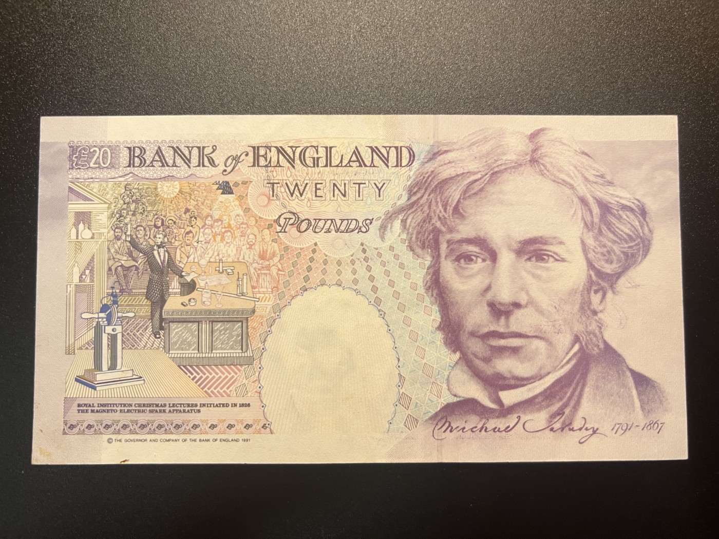 🌗乐淘淘世界纸币拍卖 第34期🌓 【A40 769181】英国1991年纸币 20镑 E序列 A冠 皇冠版 女王钞 品相如图