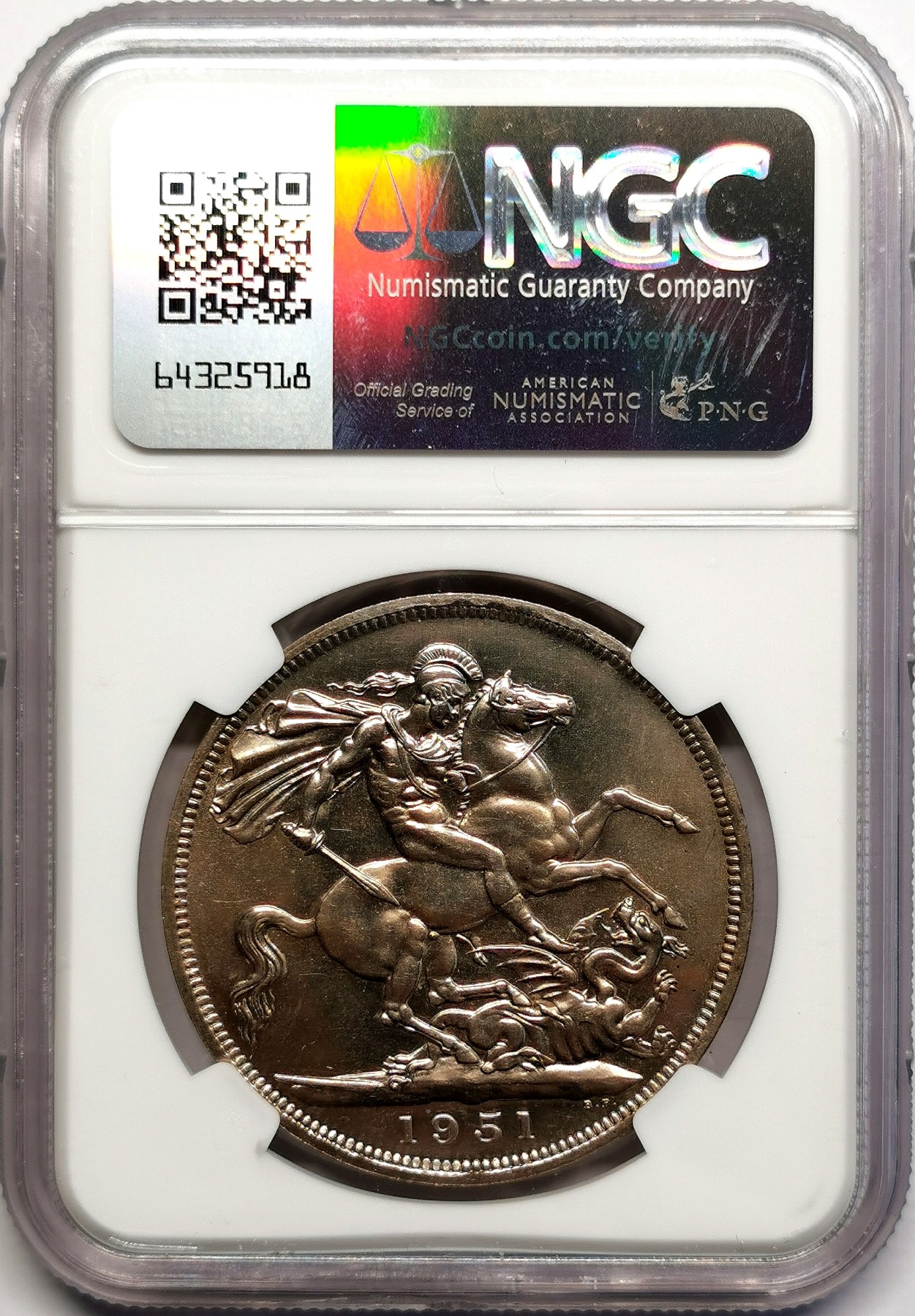 凡希社世界钱币微拍第二百五十七期（感恩专场） 1951英国乔六马剑NGC-PL65附原盒！