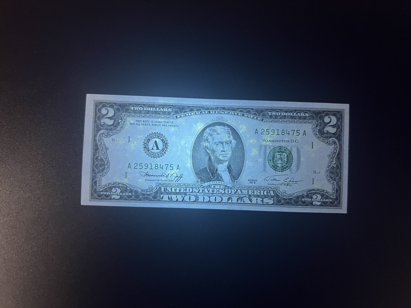 🌗乐淘淘世界纸币拍卖 第34期🌓 【A~L冠号大全】美国1976年纸币 2美元 十二张 冠号大全 除A冠有荧光外 其余全新UNC