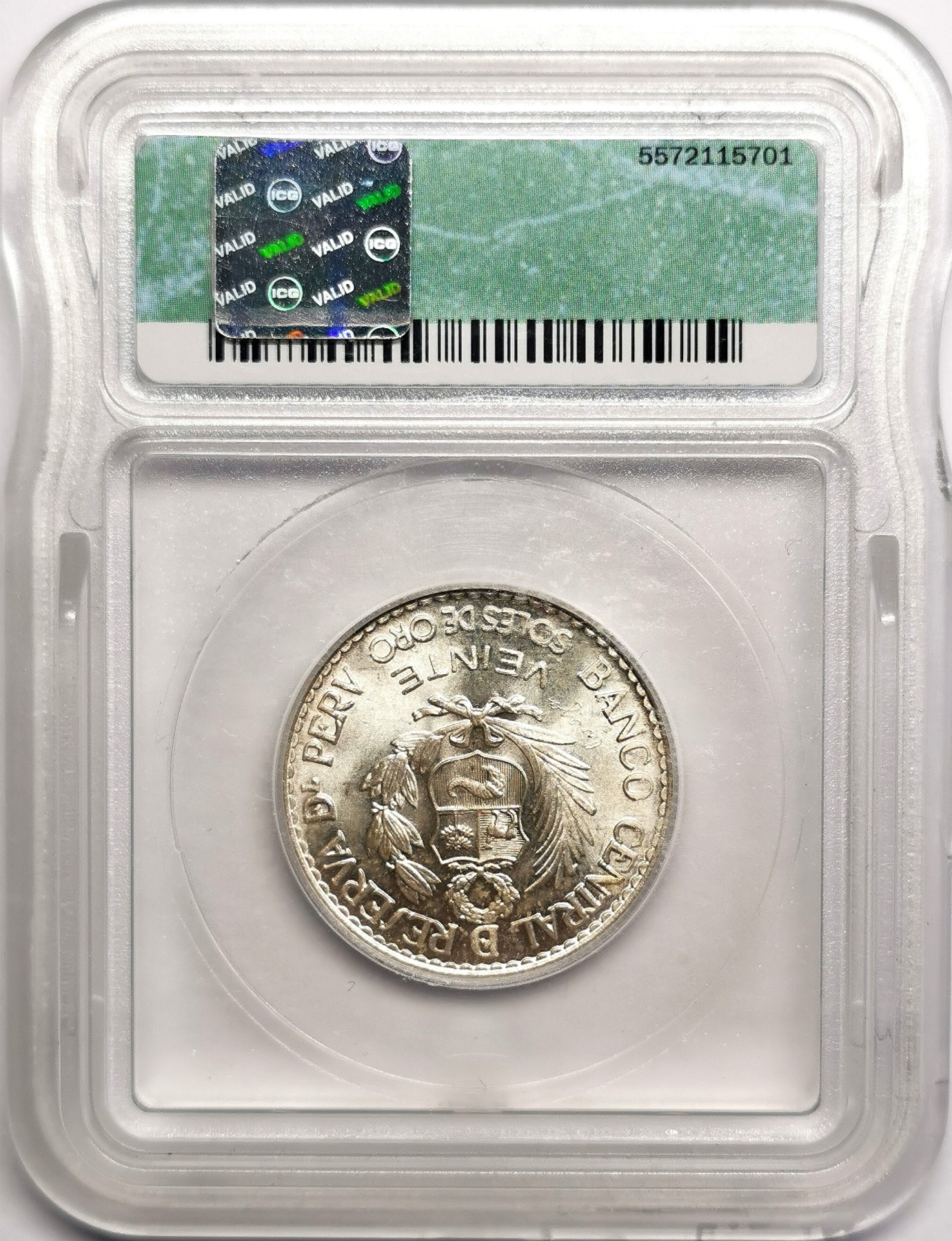 凡希社世界钱币微拍第二百五十七期（感恩专场） 1966秘鲁20S银币ICG-MS66