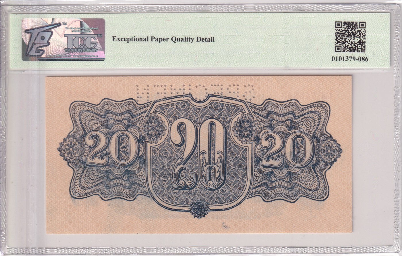 🌗乐淘淘世界纸币拍卖 第34期🌓 【CM 745833】捷克斯洛伐克1944年纸币 20克朗 样钞 TQG66EPQ