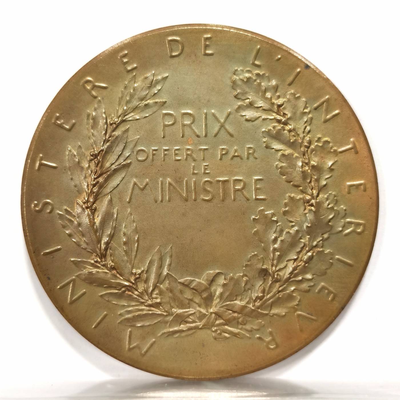 博洋堂世界钱币拍卖第056期（全场包邮） 法国罗蒂作品经典玛丽安娜戎装内政部艺术铜章（原盒）直径：51MM 边铭：丰饶角+铜标，名誉经典铜章，值得收藏