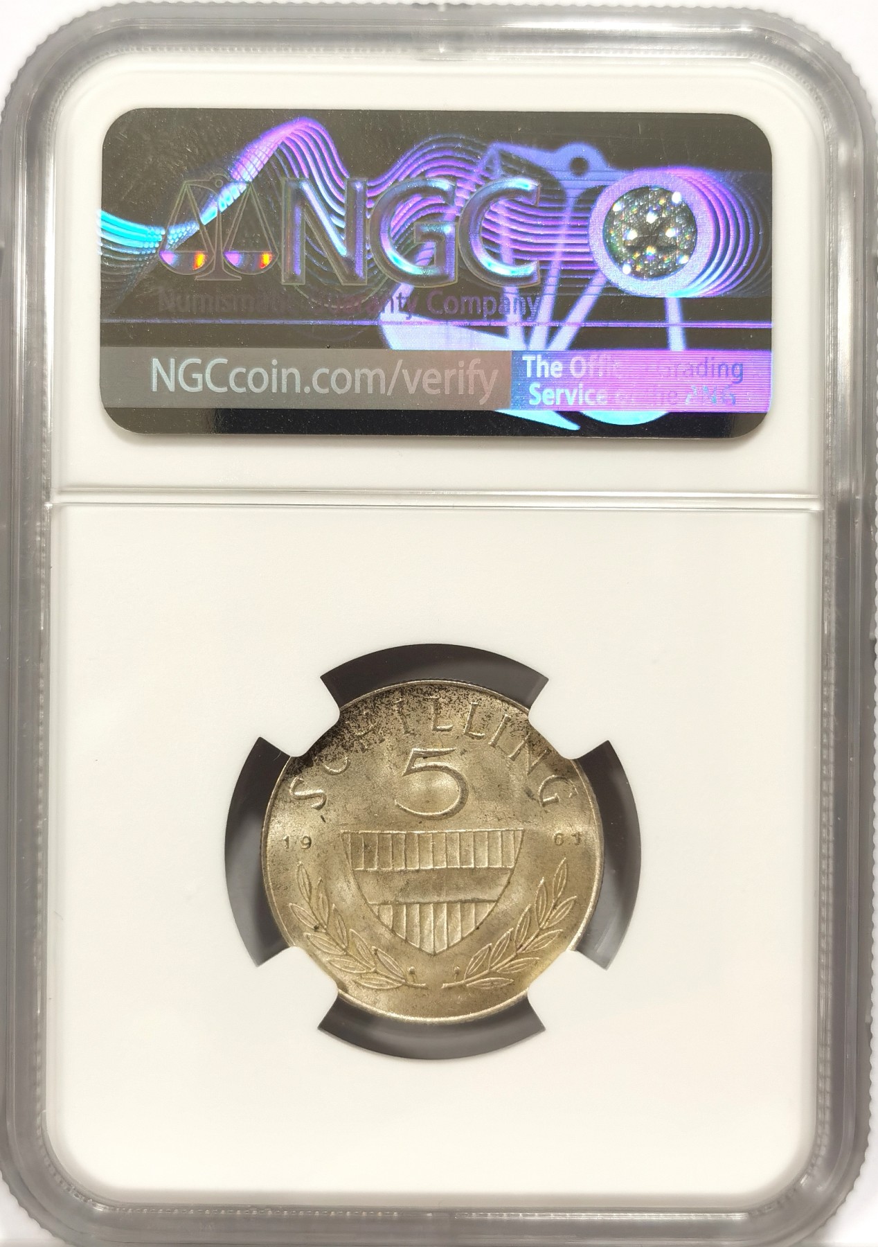 博洋堂世界钱币拍卖第056期（全场包邮） NGC MS64 奥地利1961年奥地利5先令银币