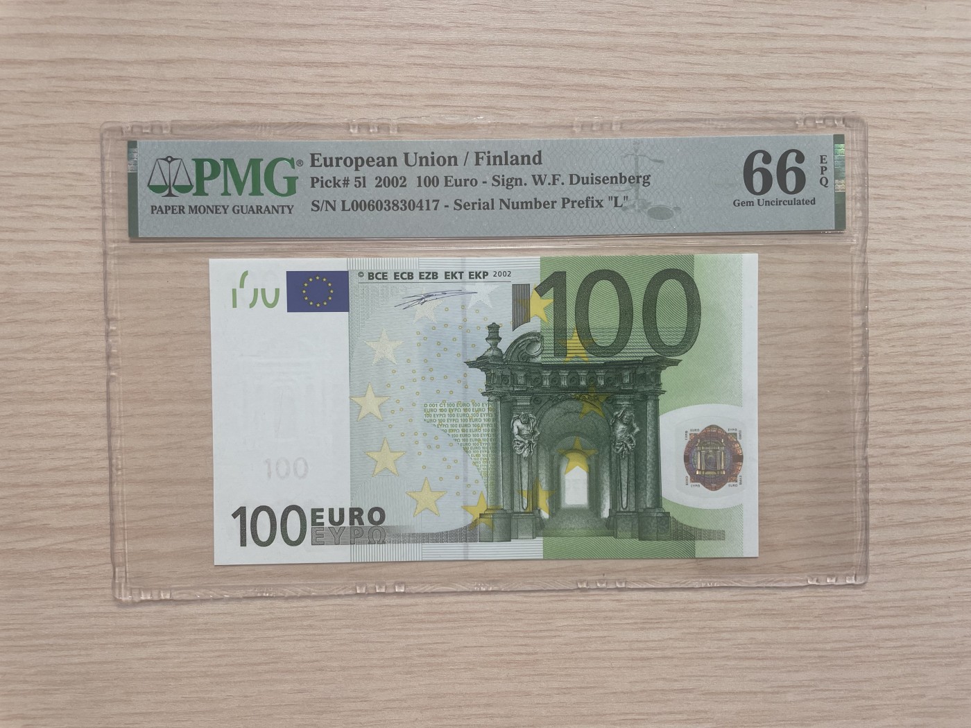 🌗乐淘淘世界纸币拍卖 第34期🌓 【L00603830417】欧盟2002年纸币 100欧元 一签 芬兰版 PMG66EPQ