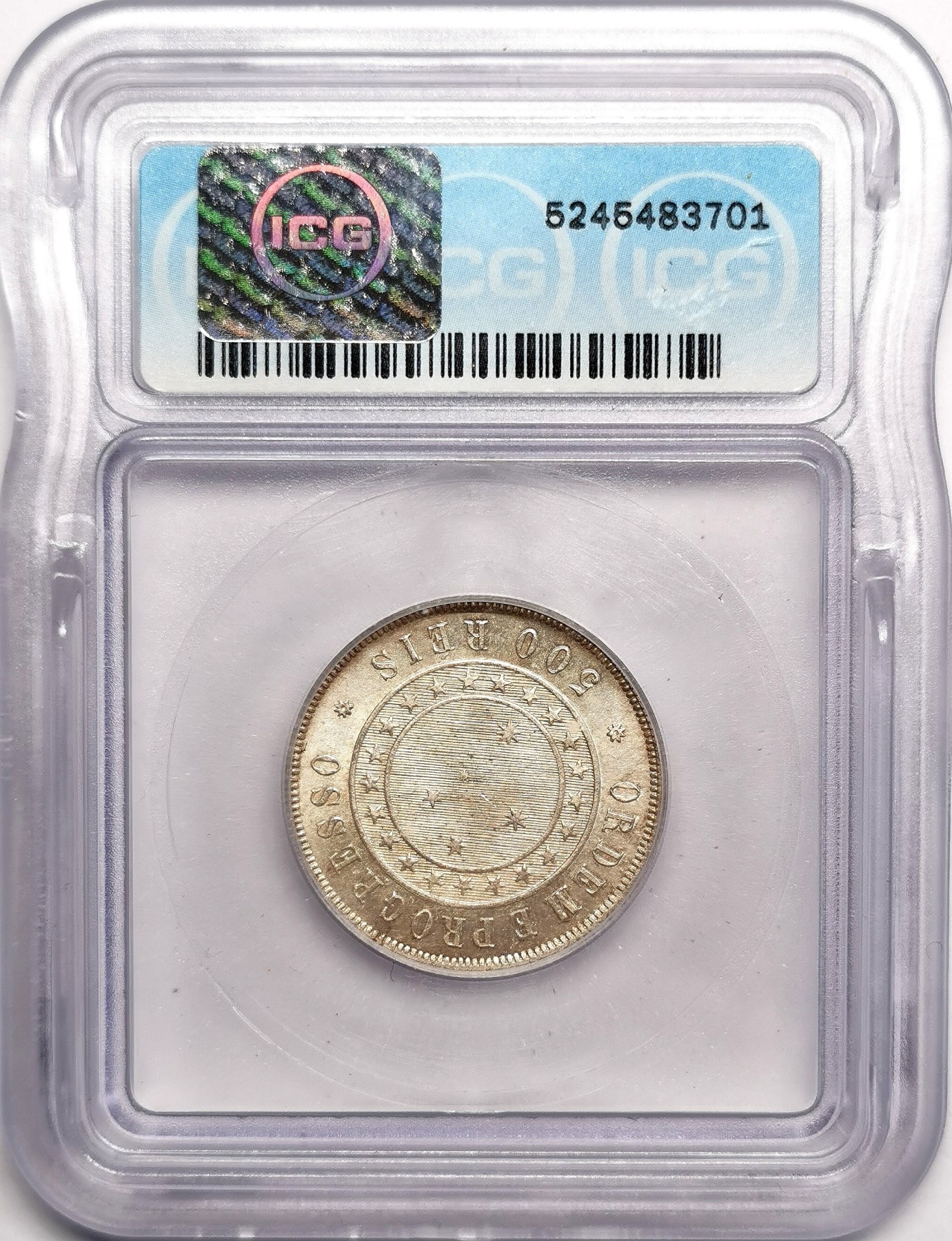 凡希社世界钱币微拍第二百五十七期（感恩专场） 1889巴西500R银币ICG-MS64