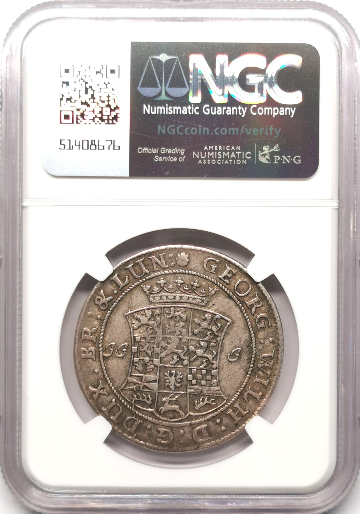 凡希社世界钱币微拍第二百五十七期（感恩专场） 1692布伦瑞克吕内堡飞马2/3泰勒NGC-AU55