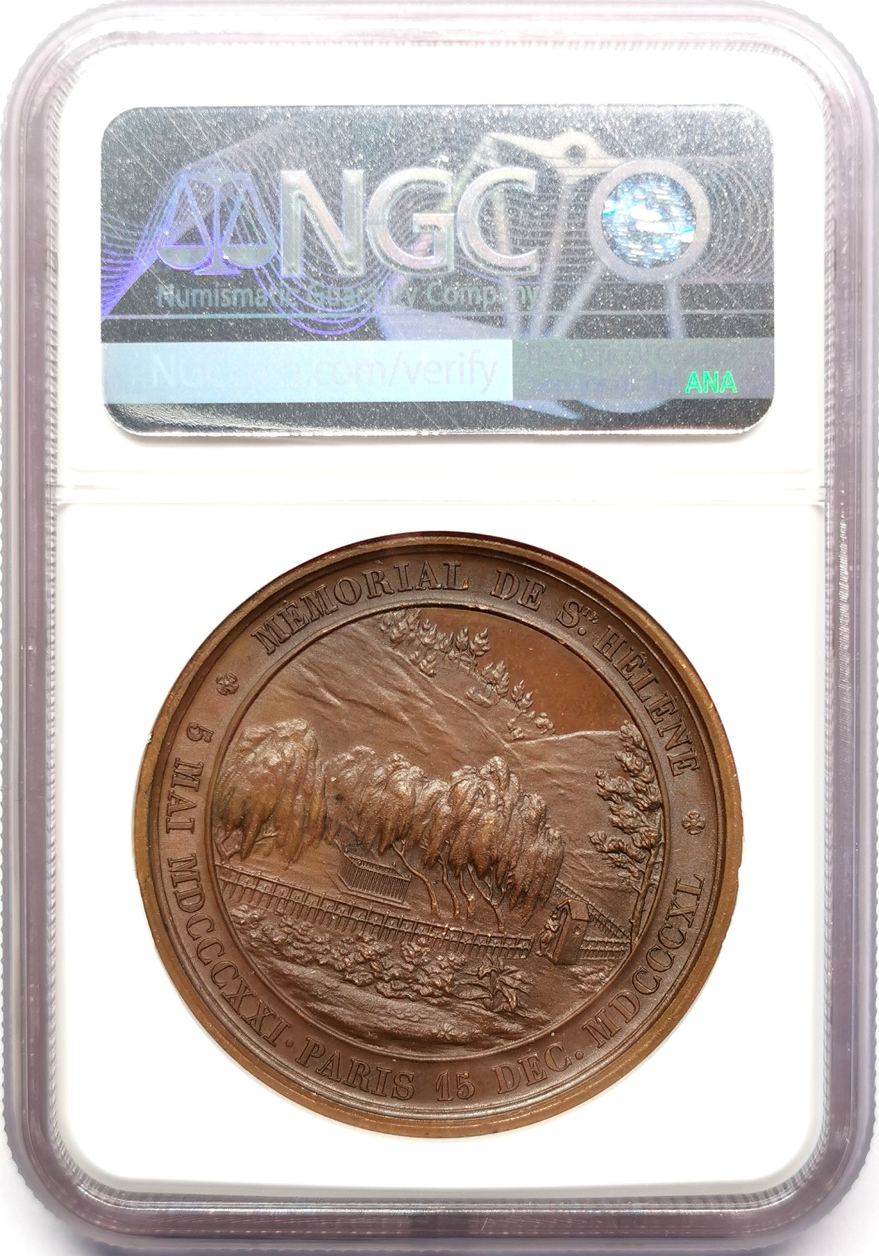 凡希社世界钱币微拍第二百五十七期（感恩专场） 1840拿破仑圣赫勒拿的灵柩纪念铜章NGC-MS62