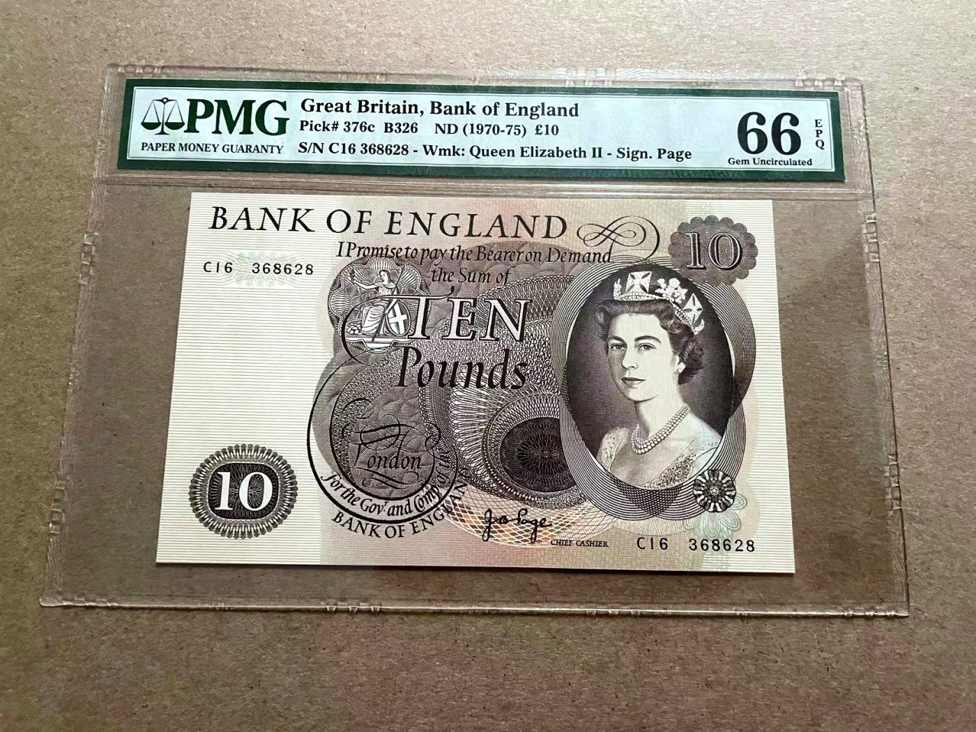 【Blue Auction】✨世界纸币精拍第406期【精】 【无47】英国 C序列 1970-75年10镑 PMG66EPQ 