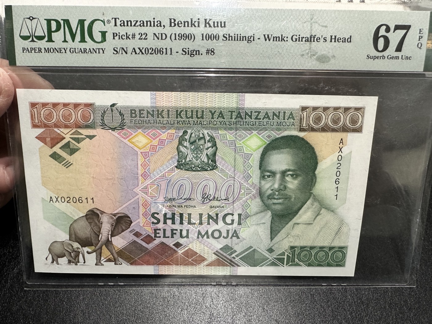 《外钞收藏家》第三百二十九期 1990年坦桑尼亚1000先令  无47 PMG67 