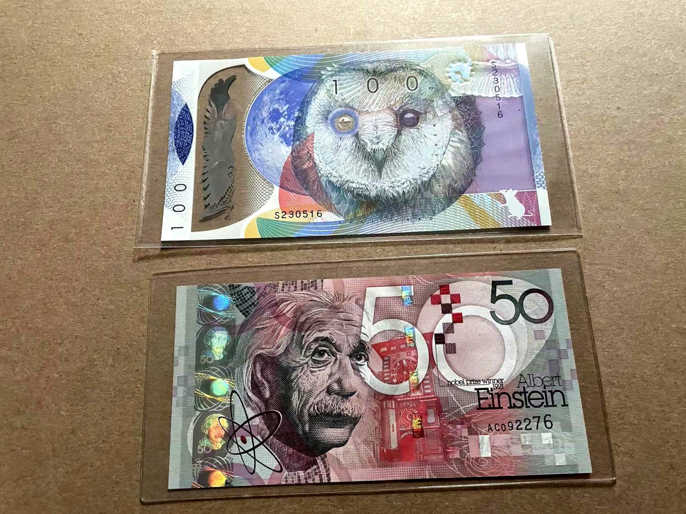 【Blue Auction】✨世界纸币精拍第406期【精】 【一组2张】德纳罗100测试钞&爱因斯坦50测试钞一组 全新UNC