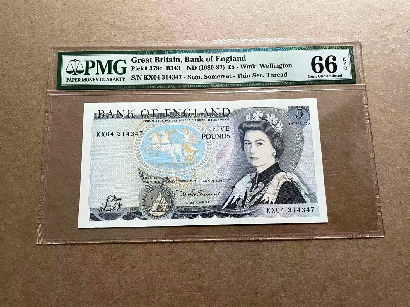 【Blue Auction】✨世界纸币精拍第406期【精】 英国 D序列 1980-87年5镑 PMG66EPQ 