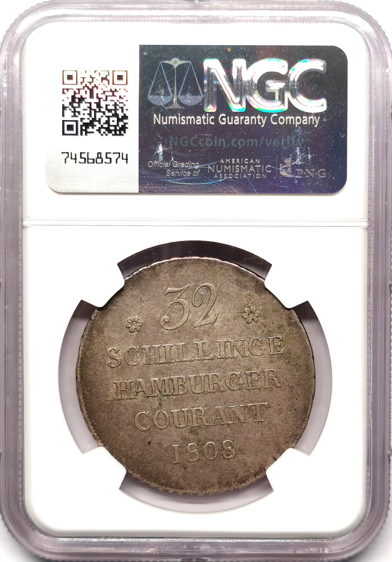 凡希社世界钱币微拍第二百五十七期（感恩专场） 1808汉堡32S大银NGC-AU50
