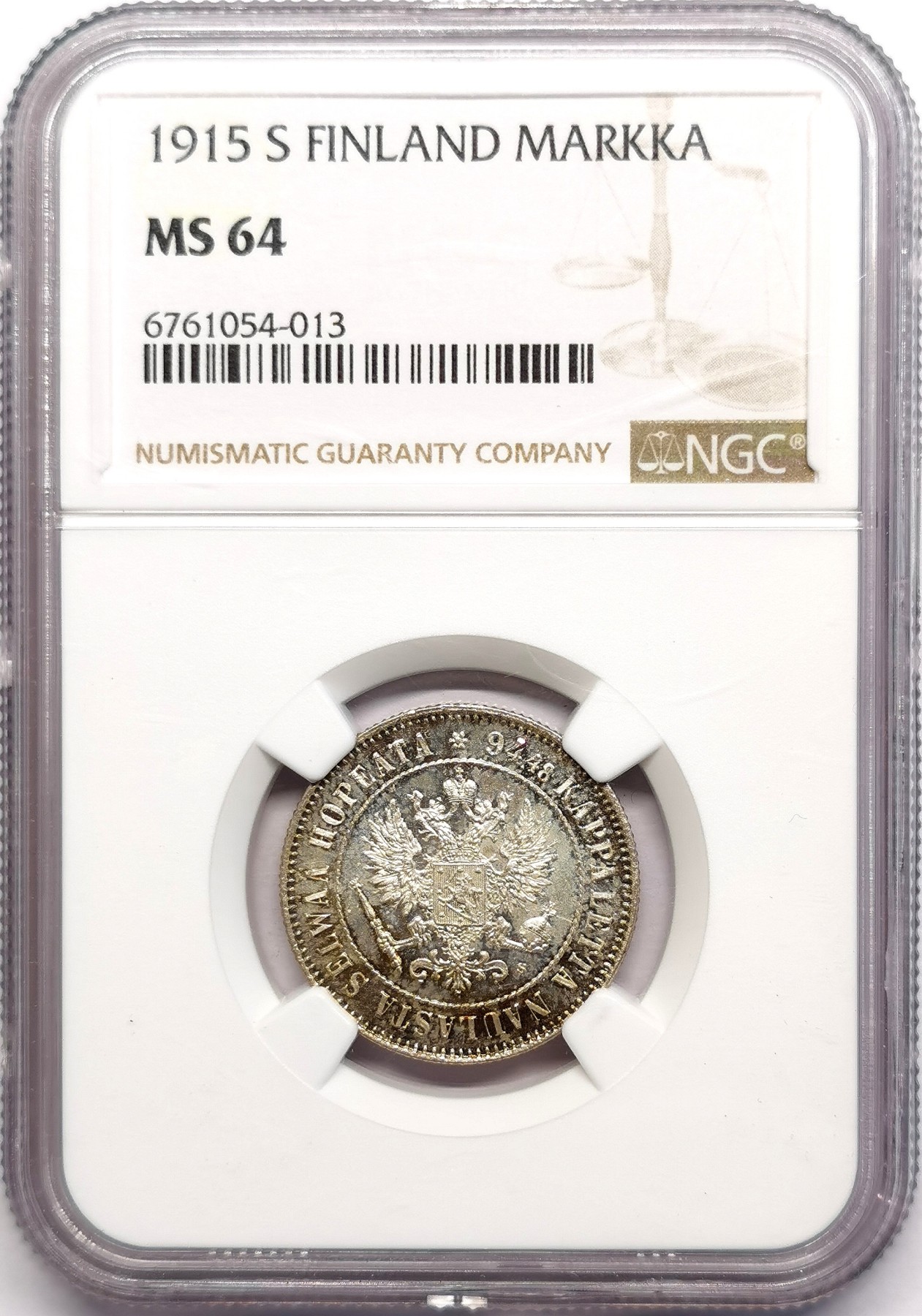 凡希社世界钱币微拍第二百五十七期（感恩专场） 1915芬兰马克银币NGC-MS64