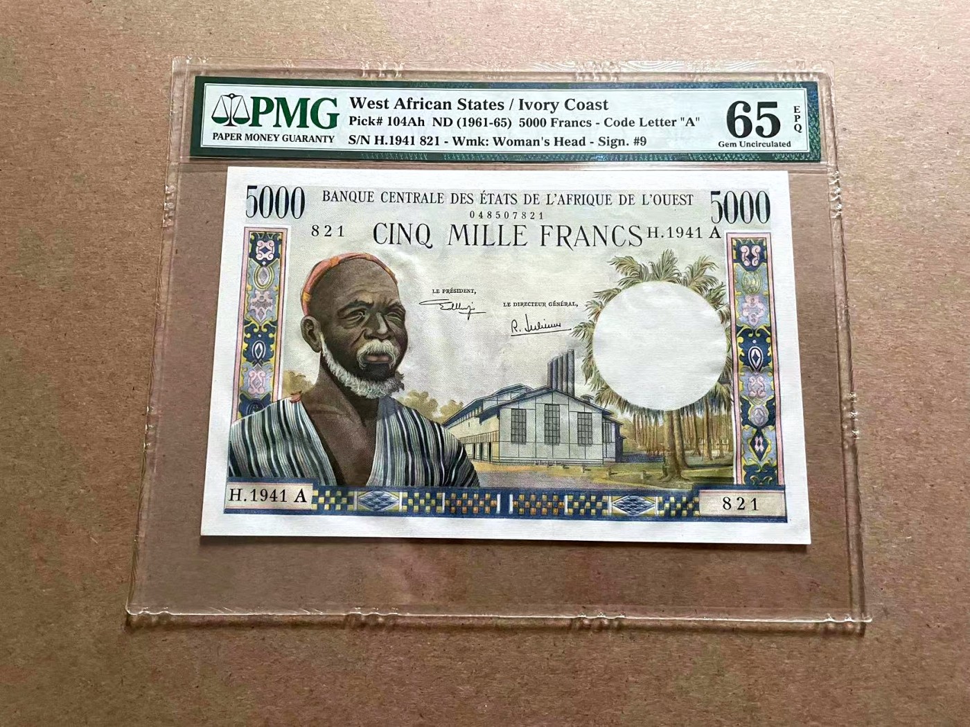 【Blue Auction】✨世界纸币精拍第406期【精】 【无47】法属西非 象牙海岸 1961-65年5000法郎 大奶妈 PMG65EPQ 