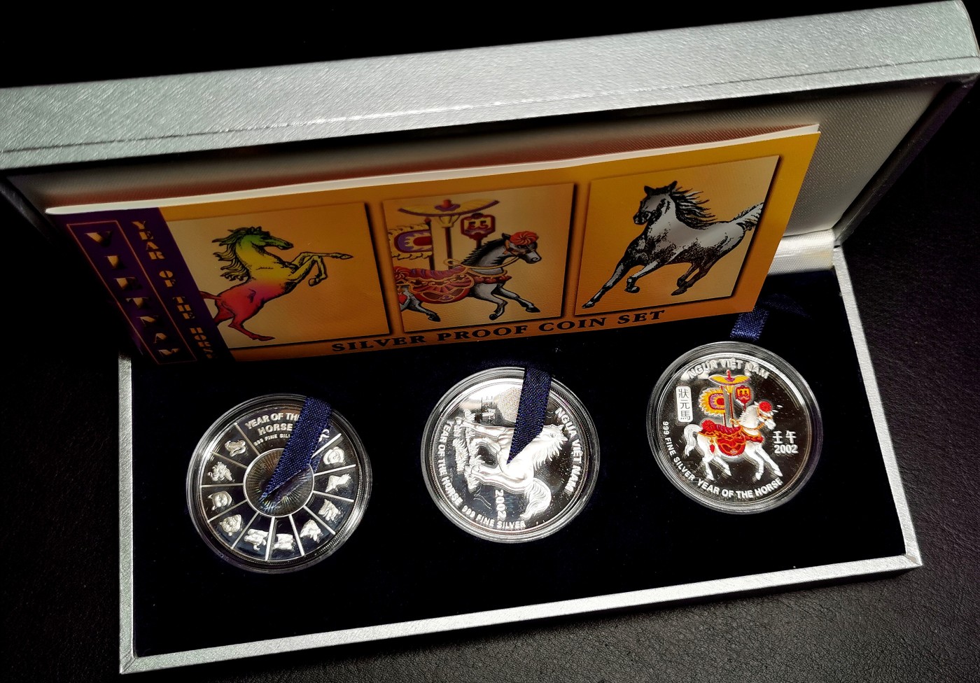 凡希社世界钱币微拍第二百五十七期（感恩专场） 2002越南生肖马年纪念银币三枚套原厂包装稀见品种！