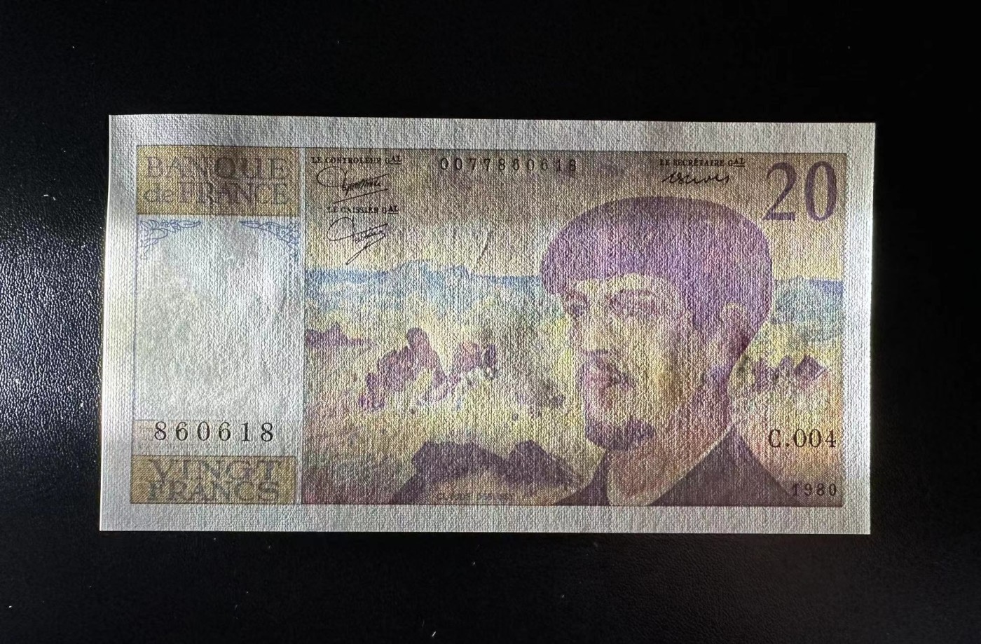 【Blue Auction】✨世界纸币精拍第406期【精】 【倒置号】法国 1980年20法郎 UNC