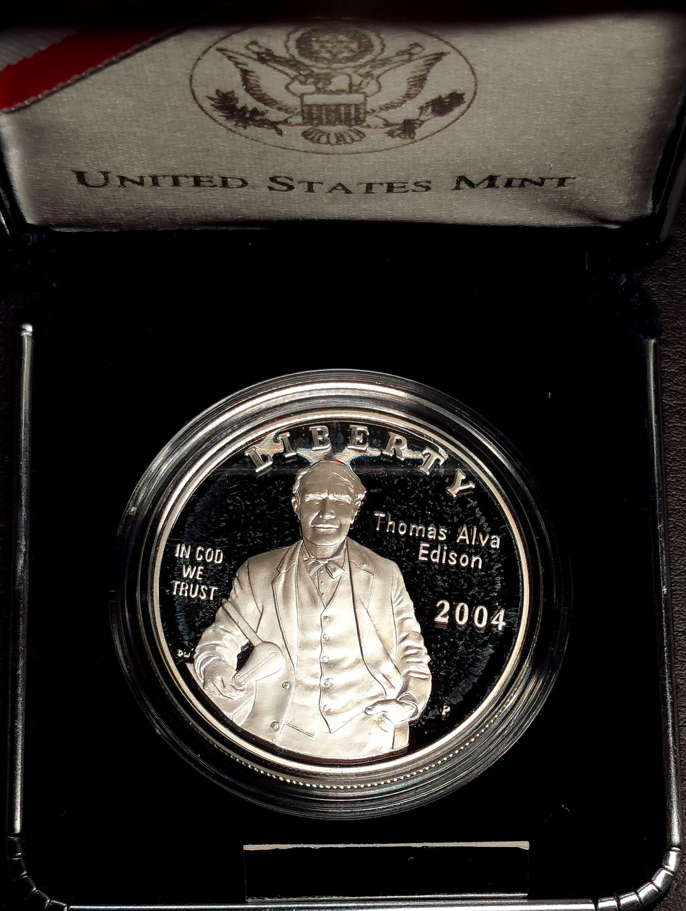 凡希社世界钱币微拍第二百五十七期（感恩专场） 2004爱迪生纪念银币原厂包装！