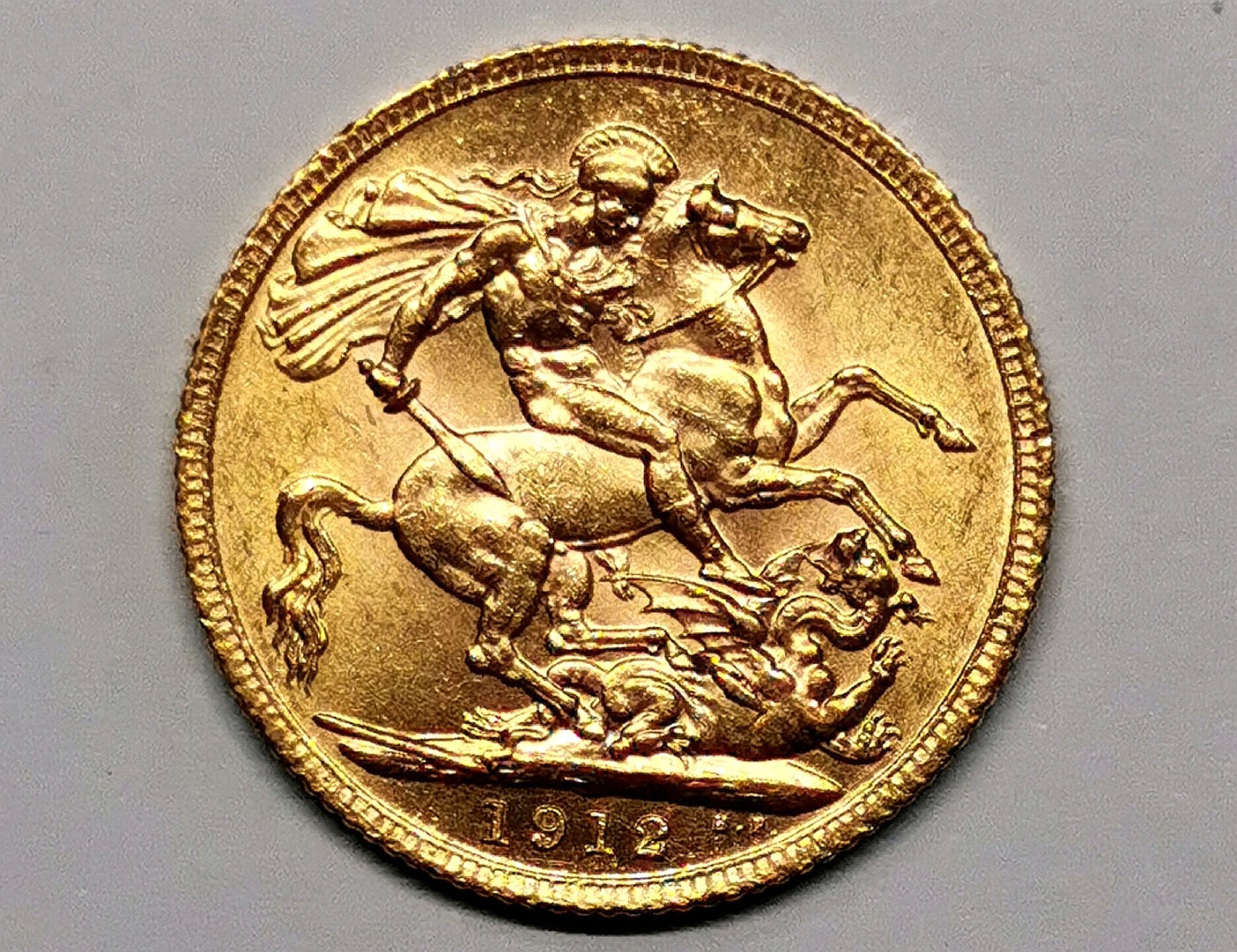 凡希社世界钱币微拍第二百五十七期（感恩专场） 1912英国乔五索维林金币AU