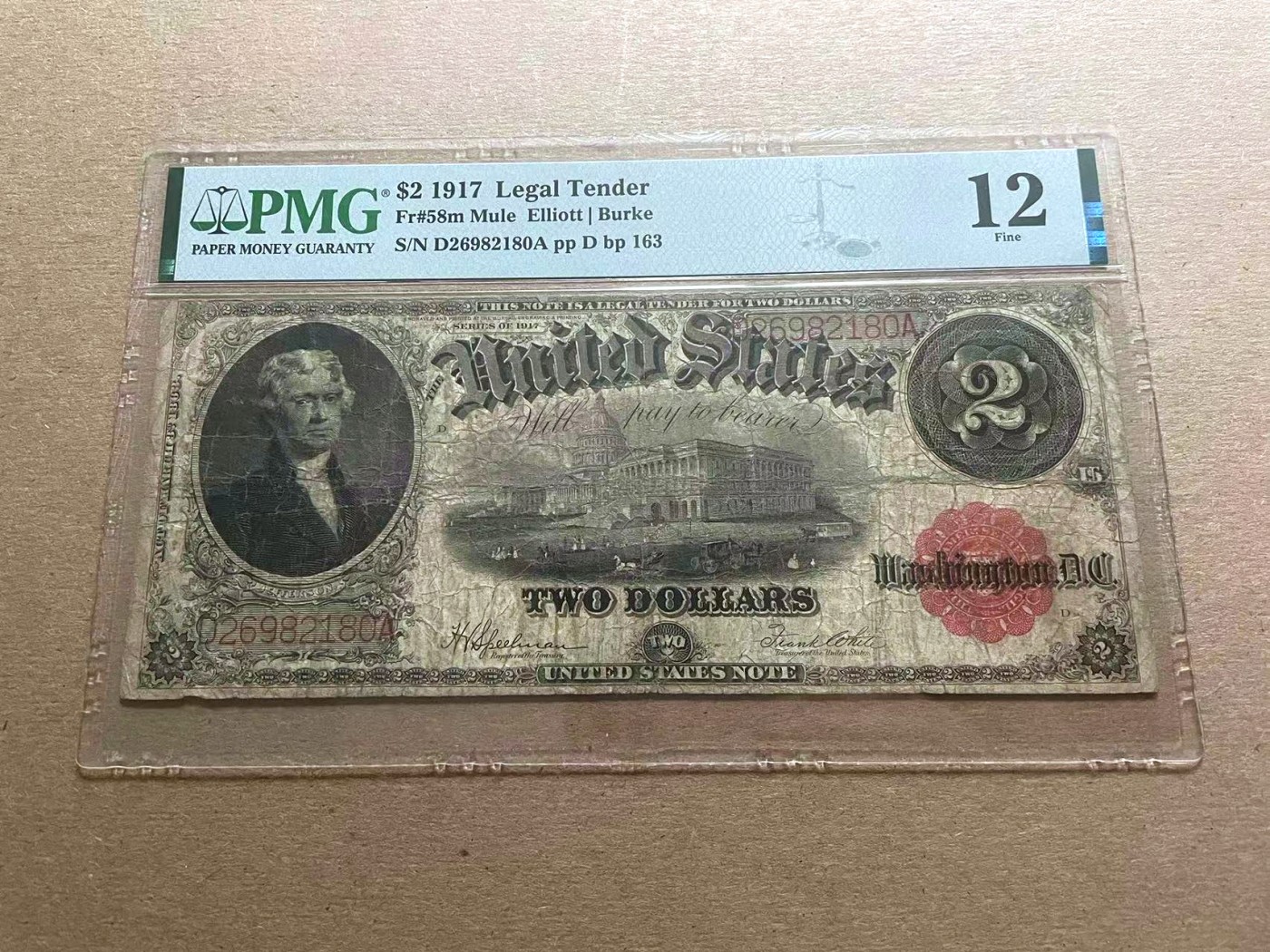 【Blue Auction】✨世界纸币精拍第406期【精】 【无47】美国 1917年2美金 Mule PMG12 