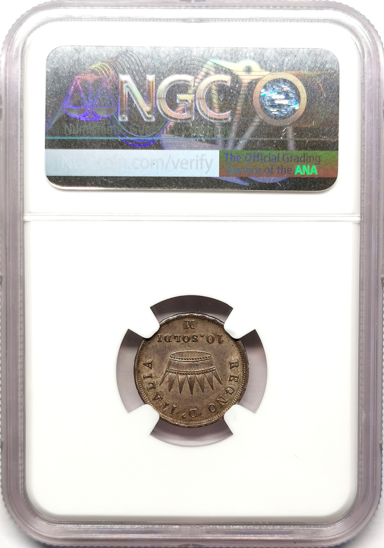 凡希社世界钱币微拍第二百五十七期（感恩专场） 荐！1815意大利王国拿破仑10SOL银辅币NGC-MS63收藏级！