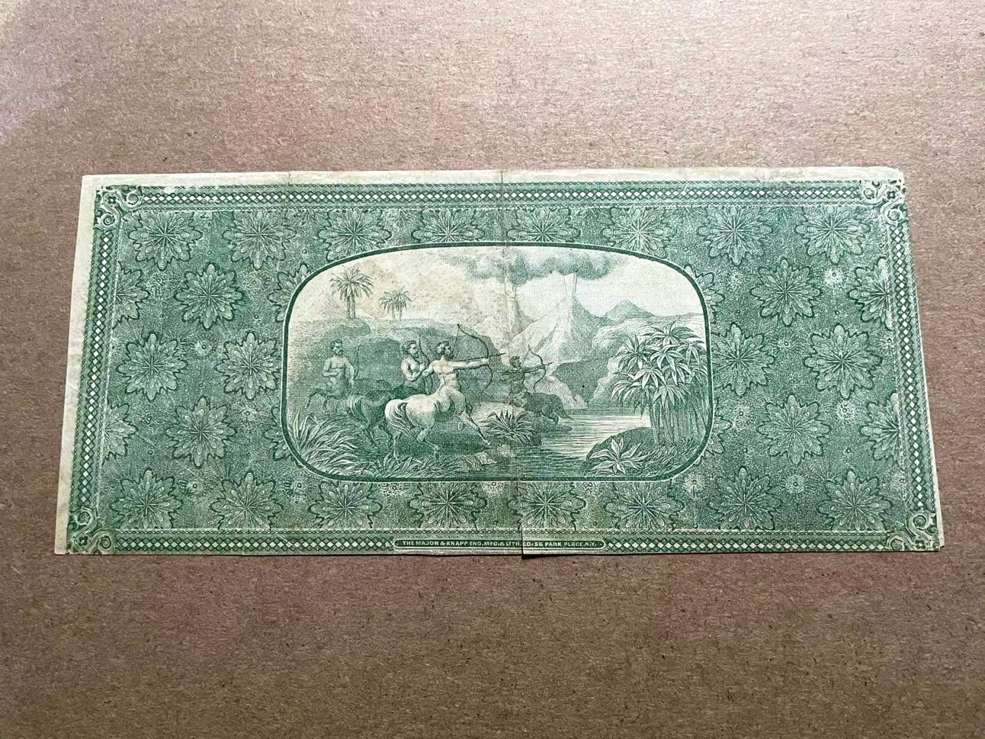 【Blue Auction】✨世界纸币精拍第406期【精】 【少见品种带签名 超前卫设计】美国 纽约 1870年代10美金 半人马设计很特别 还有星座图 双面设计 品相如图 