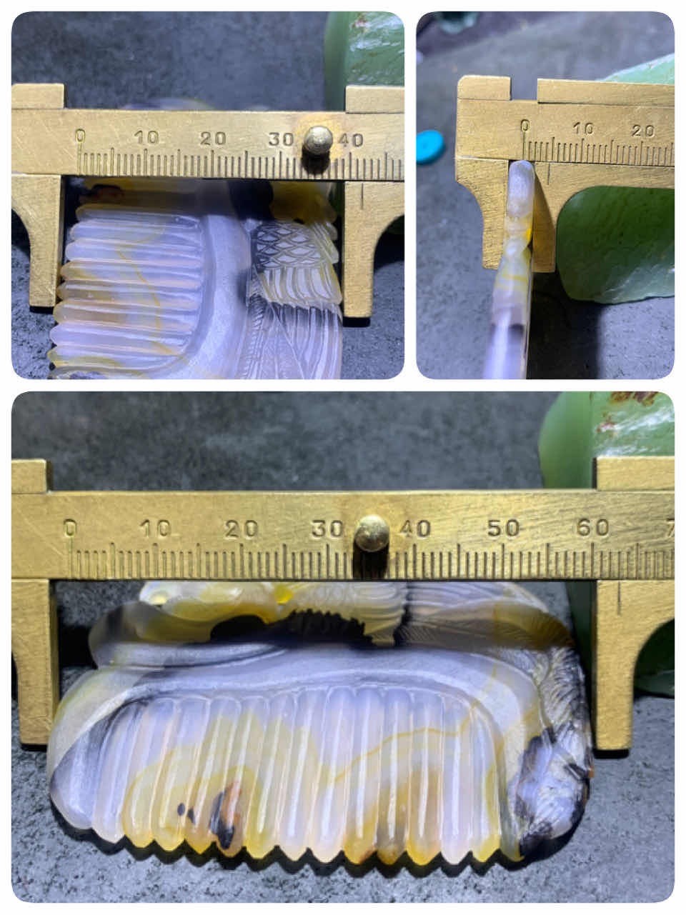 精美亚光高玉化巴西玛瑙手工雕刻凤凰梳形牌子一个，